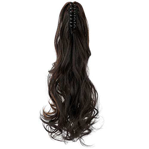 Clip-in Ponytail Hair Extension with Claw Clip - Natural Looking Hairpiece for Instant Volume & Length - Perfect for Parties, Weddings & Everyday Styling