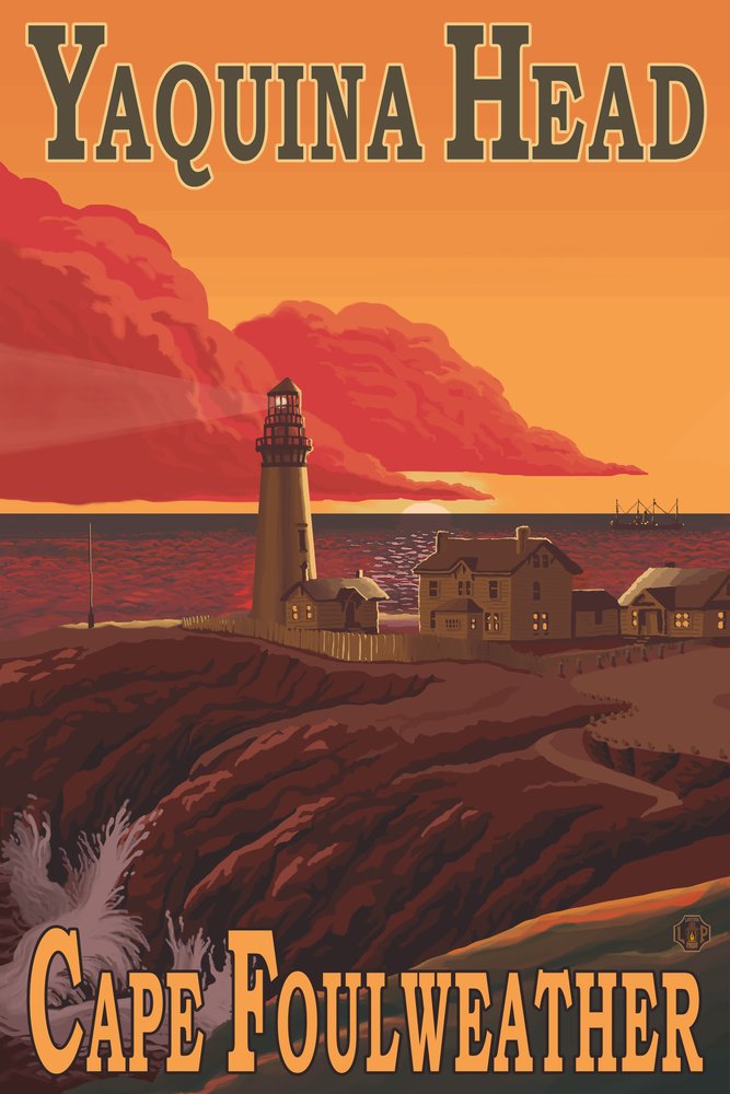 Signed Art Print - Yaquina Head Lighthouse in Cape Fowlweather, Oregon (24x36 Wall Decor Poster) | Coastal Home Decor, Office Wall Art, Gift for Lighthouse Lovers