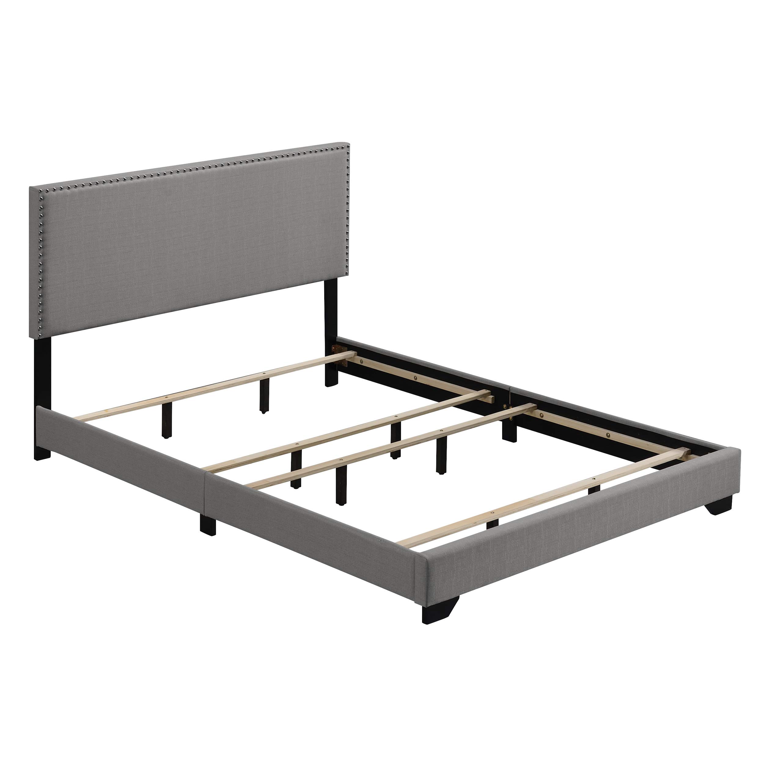 HABITRIO Queen Size Platform Bed Frame - Fully Upholstered Fabric with Tufted Headboard & Footboard, Wooden Black Leg Sleigh Design, No Box Spring Needed (Light Gray) | Easy Assembly Bedroom Furniture for Modern Home Decor