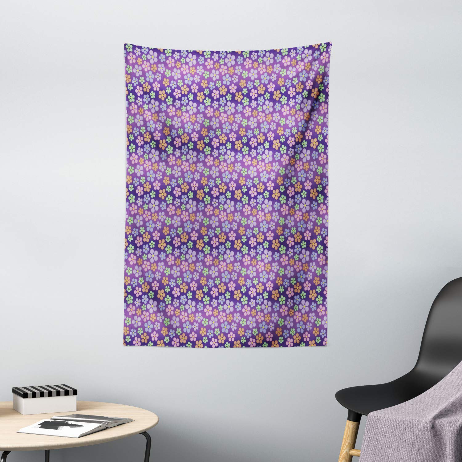 Ambesonne Floral Tapestry Wall Hanging - 40x60 Inch Bohemian Spring Flower Design in Quartz & Multicolor for Bedroom, Living Room, Dorm Decor | Perfect for Boho Chic Home Decor, Photo Backdrops & Gift Ideas