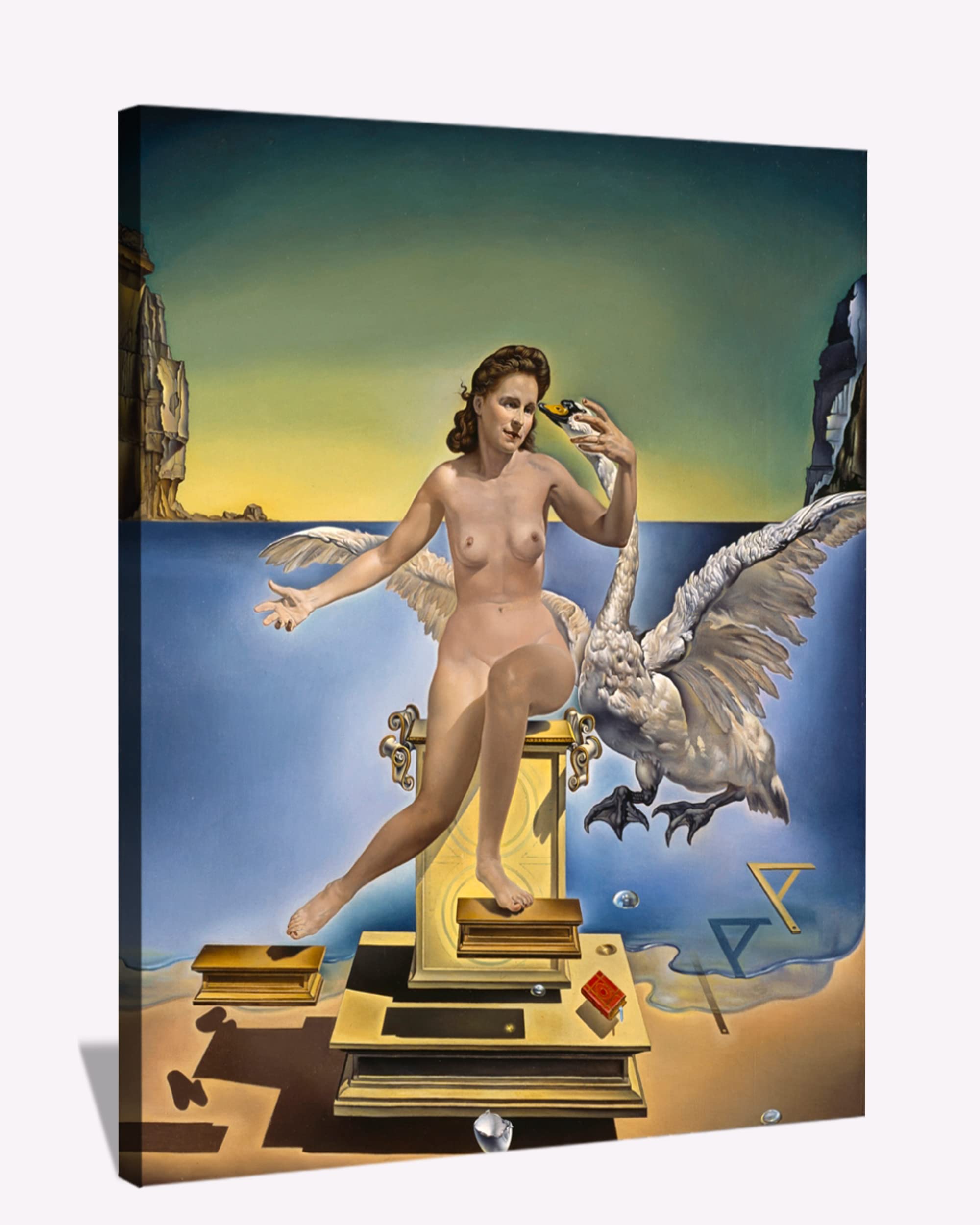 Salvador Dali Leda Atomica Framed Canvas Wall Art - Surrealist Painting for Bedroom, Living Room & Office Decor - Ready to Hang - Perfect for Home, Office & Gallery Displays