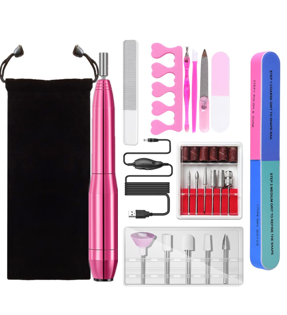 Professional Nail Drill Set with 6 Interchangeable Drill Bits - Perfect for At-Home Manicures, Nail Art & Salon Quality Results