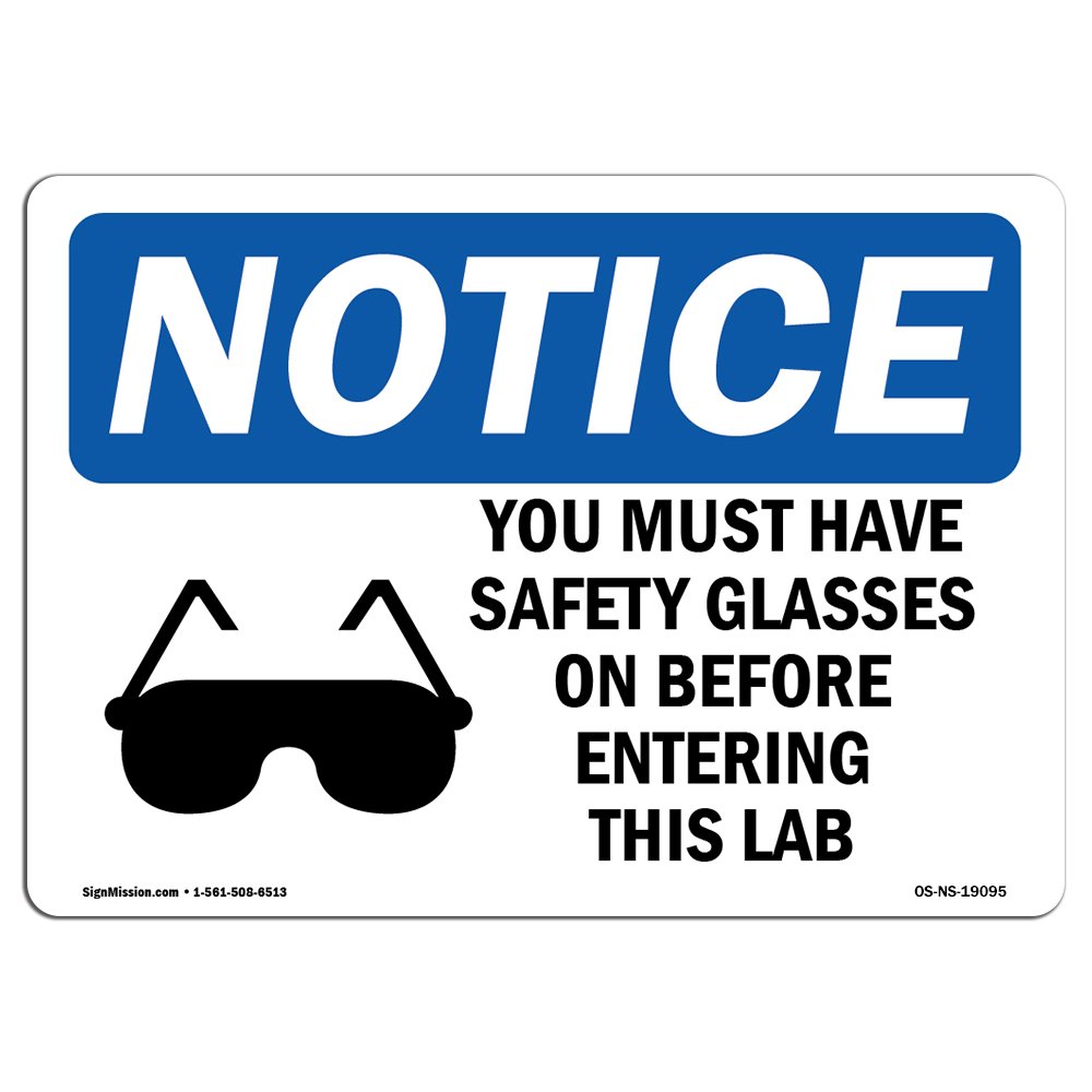OSHA Safety Signs - 'You Must Wear Safety Glasses' Warning Sign with Symbol | Durable Decal for Workplace Compliance | Protect Your Business, Construction Site & Warehouse | Made in USA | Ideal for Factories, Labs & Industrial Areas