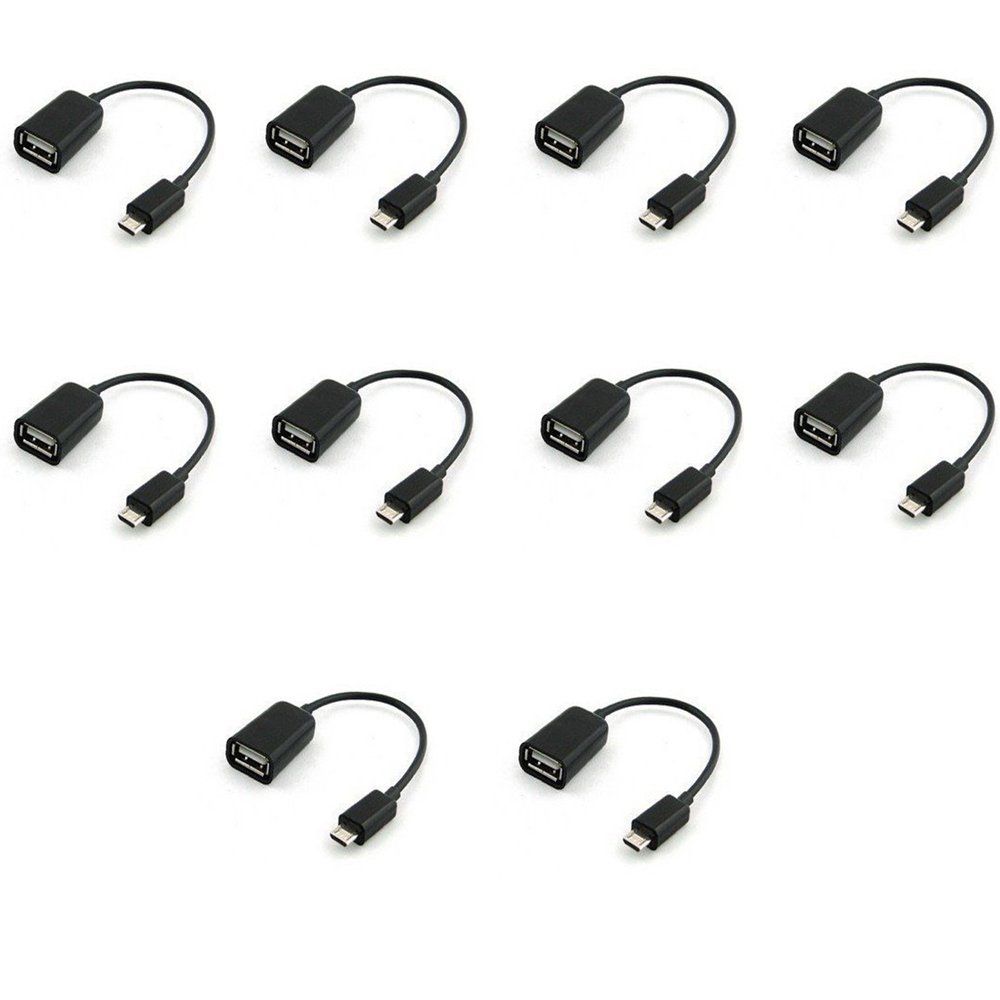 10-Pack Micro USB OTG to USB 2.0 Adapter Cable - High Speed Data Transfer for Smartphones, Tablets - Connect Flash Drives, Keyboards & More to Android Devices