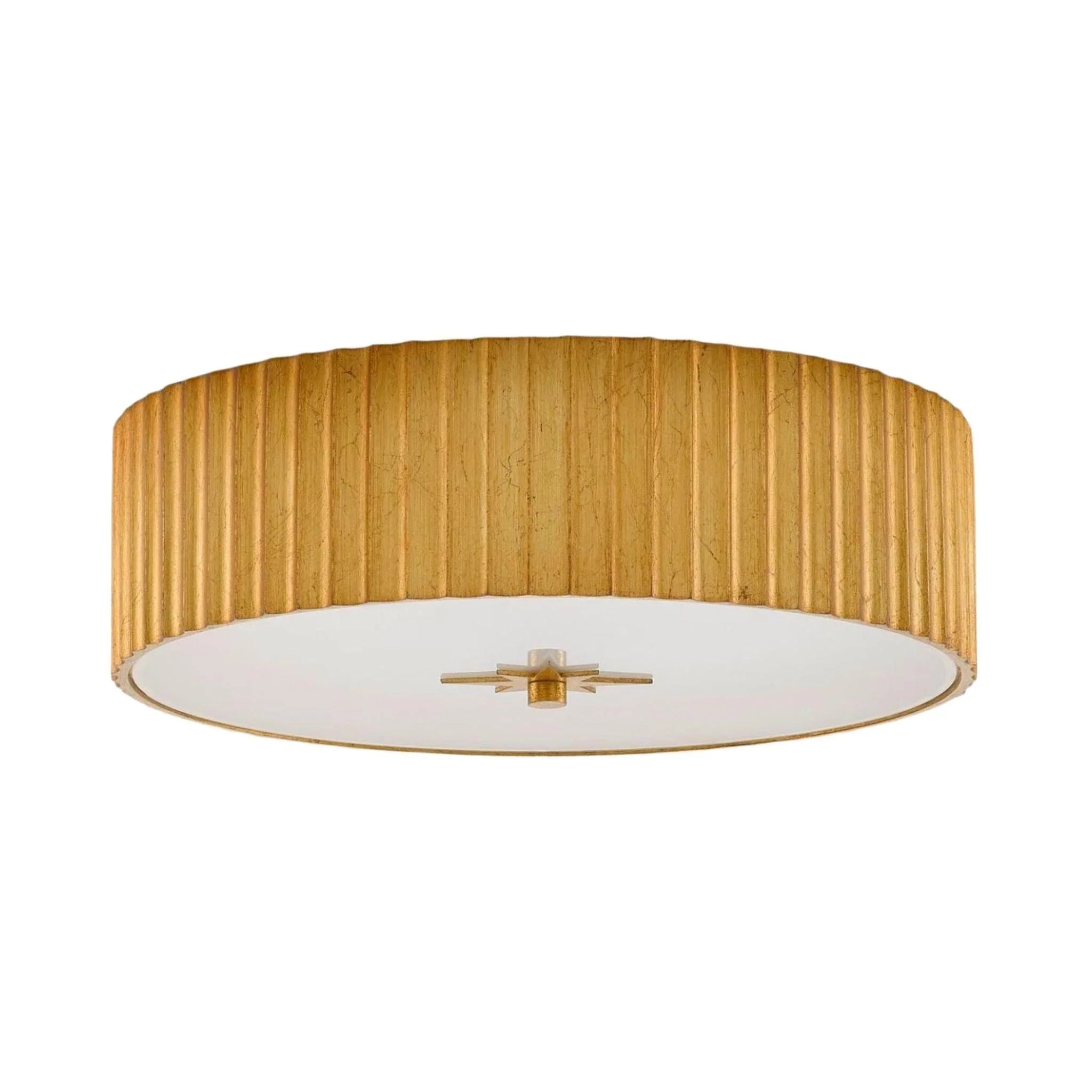 Vintage Gold Leaf Flush Mount Ceiling Light - Mid Century Modern Lighting Fixture for Living Room, Bedroom, or Dining Room