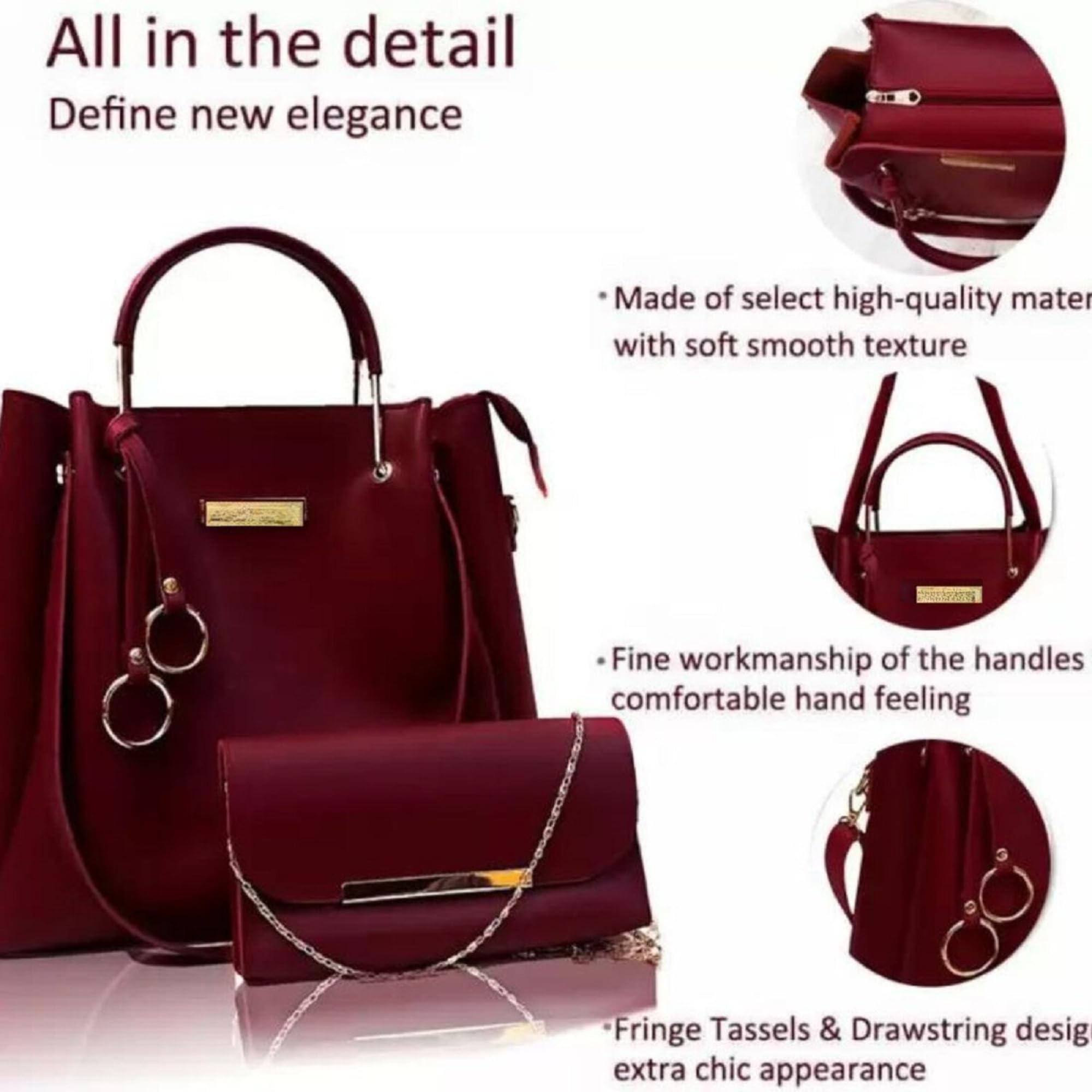 Stylish Faux Leather Handbags for Women - Set of 2 | Trendy Crossbody & Shoulder Bags | Perfect for Work, Travel & Everyday Use