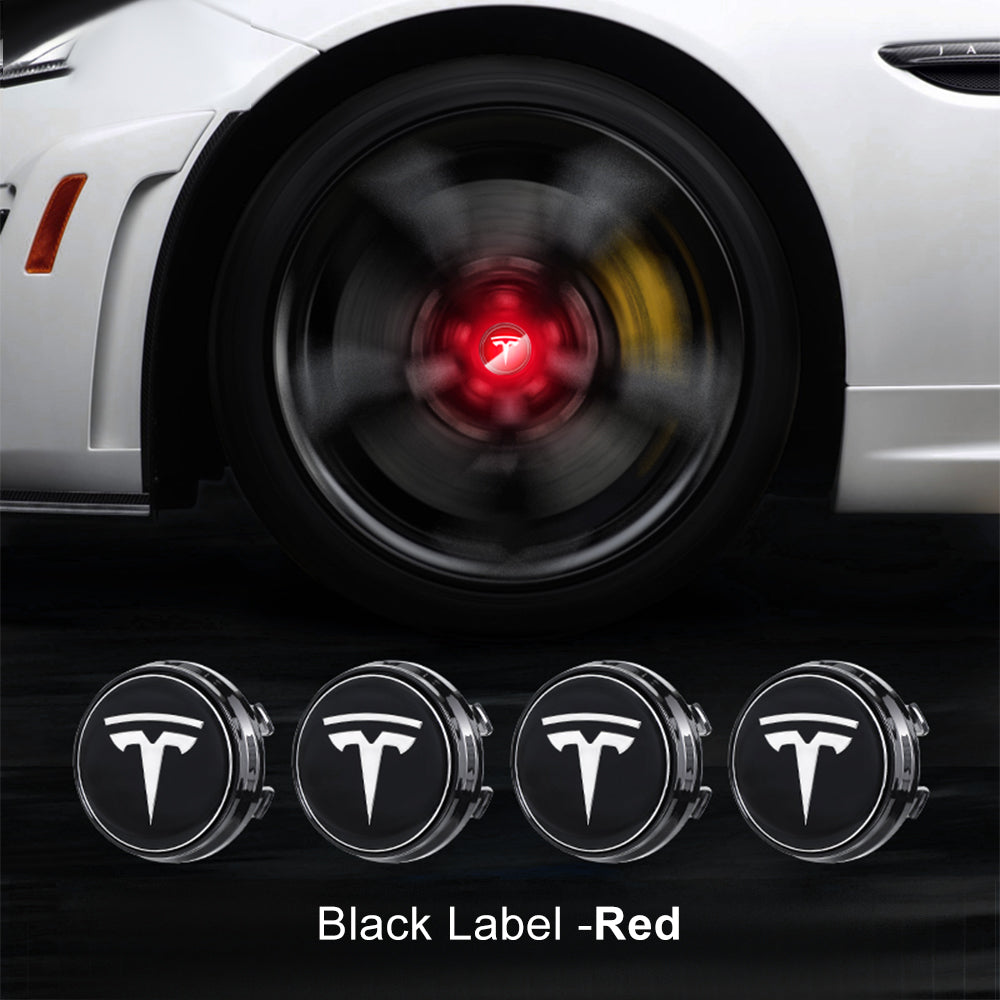 EVBASE Tesla Logo Model 3/Y LED Wheel Hub Caps (4PCS) - Waterproof LED Center Caps for Night Driving & Car Customization - Perfect for Tesla Enthusiasts & Car Modifications