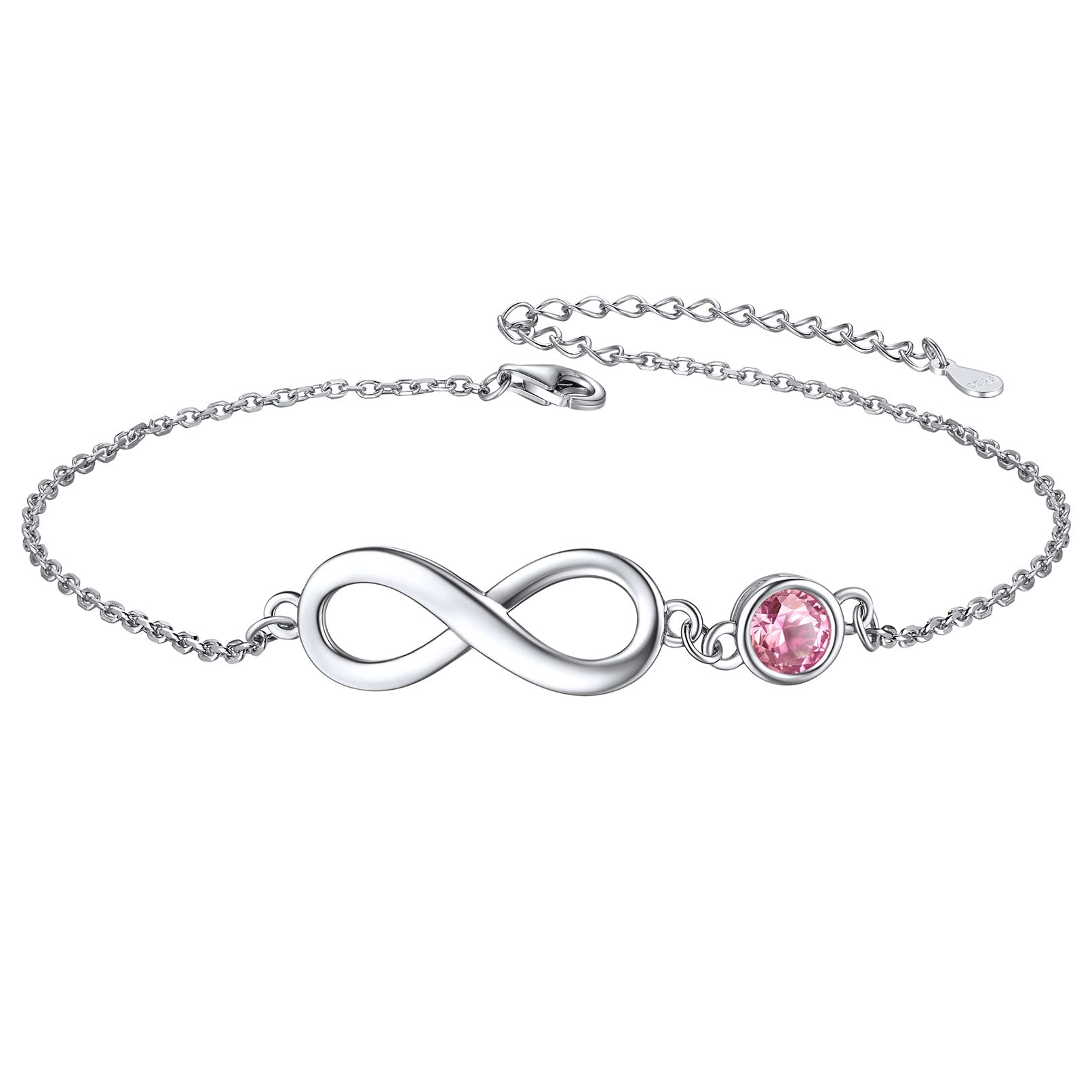 ChicSilver 925 Sterling Silver Infinity Birthstone Anklet - Dainty Adjustable Ankle Bracelet for Women, Perfect for Summer Beach, Wedding, Party & Everyday Wear