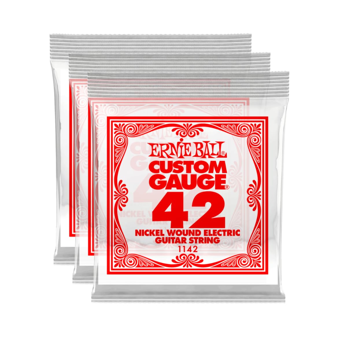 Ernie Ball Nickel Wound Single Guitar Strings 3-Pack .042 Gauge - Premium Electric Guitar Strings for Rock, Blues & Metal - Perfect for Live Performances & Studio Recording
