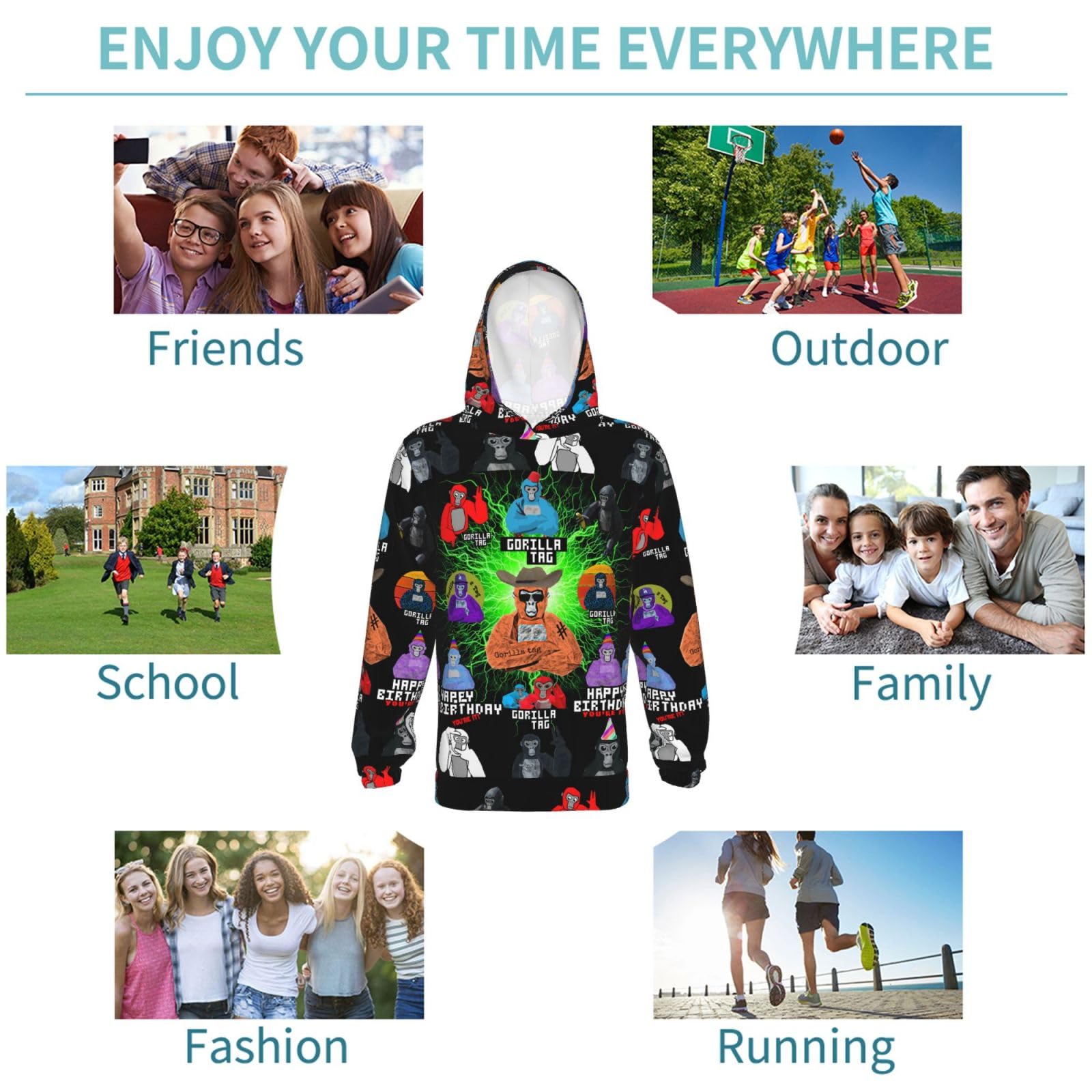 Kids Gorilla Games Hoodie - Fun Novelty Sweatshirt for Boys & Girls | Perfect for School, Playdates & Family Outings