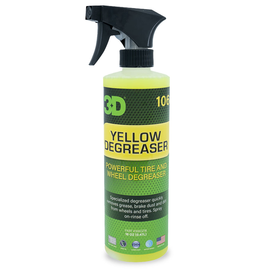 3D Yellow Degreaser Wheel Cleaner - Heavy Duty Brake Dust Remover for Car & Truck Rims - Safe for Alloy Wheels - Perfect for Auto Detailing & Car Wash