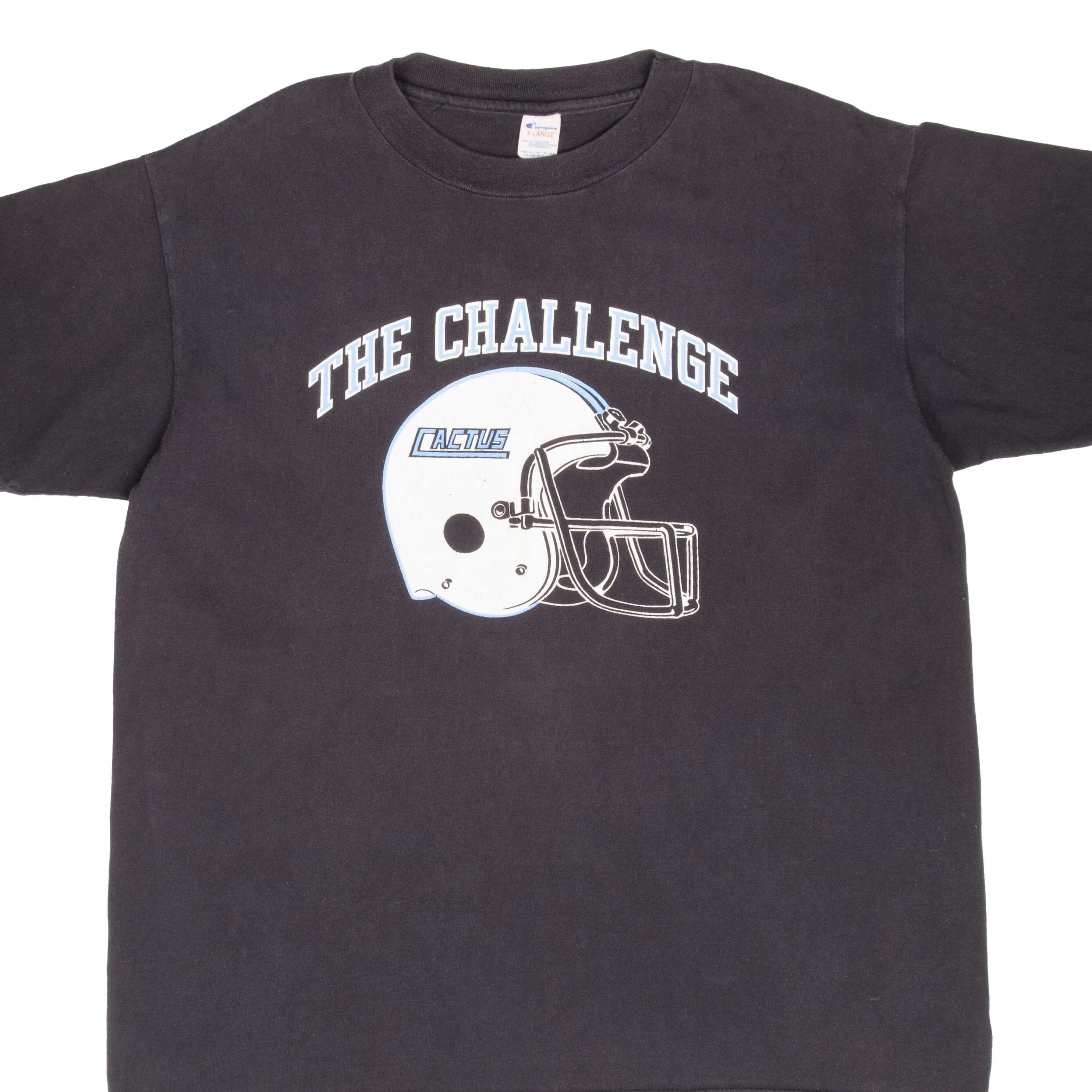 Vintage Champion Cactus Football Challenge T-Shirt 1980s XL Made in USA - Retro Sports Tee for Casual Wear, Street Style & Vintage Collectors