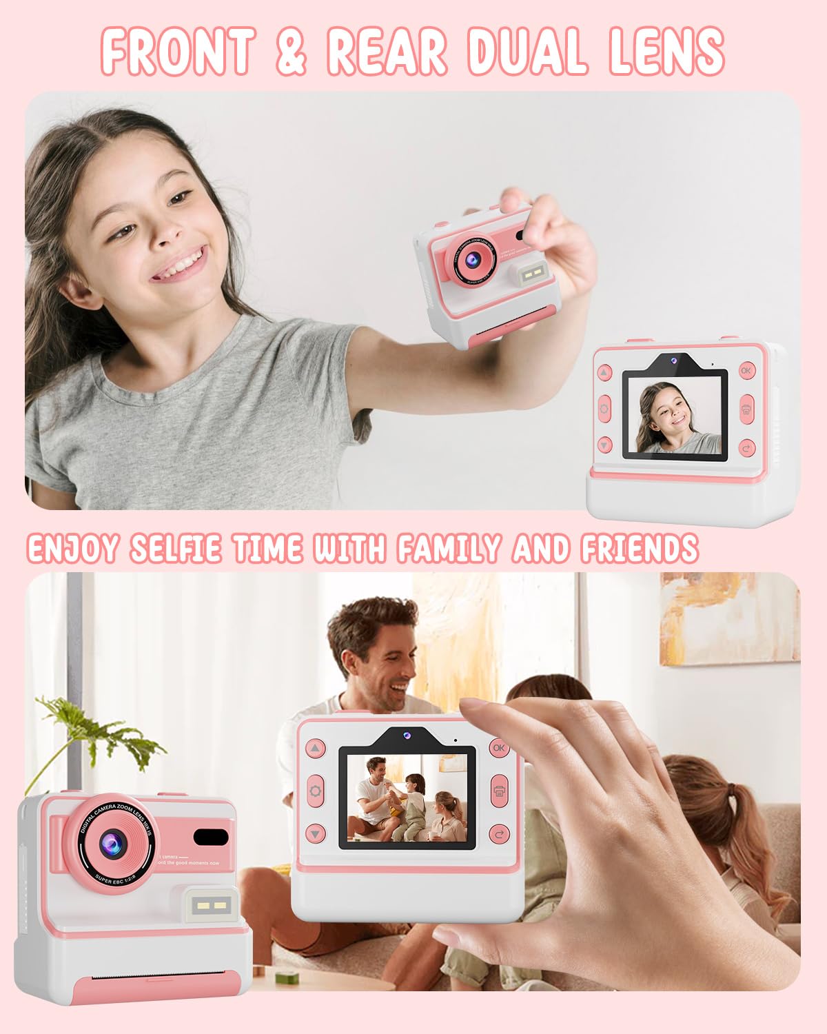 Instant Print Kids Camera for Girls & Boys Ages 3-12 - 1080P Digital Camera with 32GB Card - Best Christmas Birthday Gift for 4-10 Year Olds - Perfect for Travel, Parties & Creative Play
