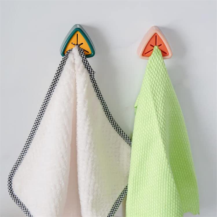 4-Pack No Drill Self Adhesive Towel Hooks - Strong Push Hooks for Kitchen & Bathroom Organization - White Small Towel Holders (ES-B0207) - Perfect for Hanging Dish Towels, Robes, and Utensils