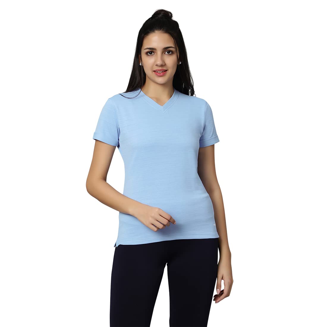 OMTEX Women's Moisture-Wicking V-Neck Sport T-Shirt - Breathable Short Sleeve Athletic Top for Running, Yoga & Gym Workouts - Pack of 1
