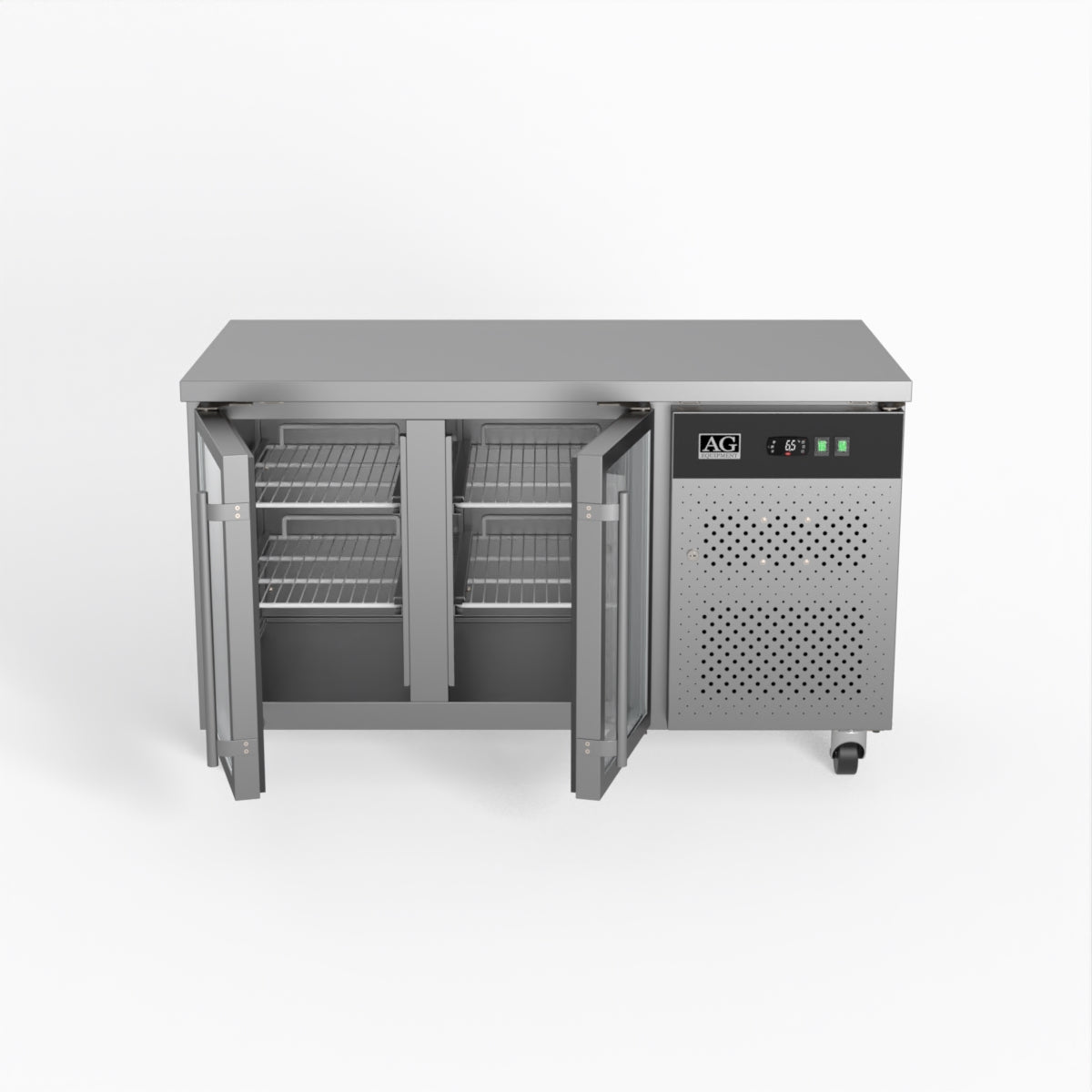 Commercial Glass Door Refrigerator - 2 Door Under Counter Display Fridge 700mm Depth for Restaurants, Cafes & Retail Stores