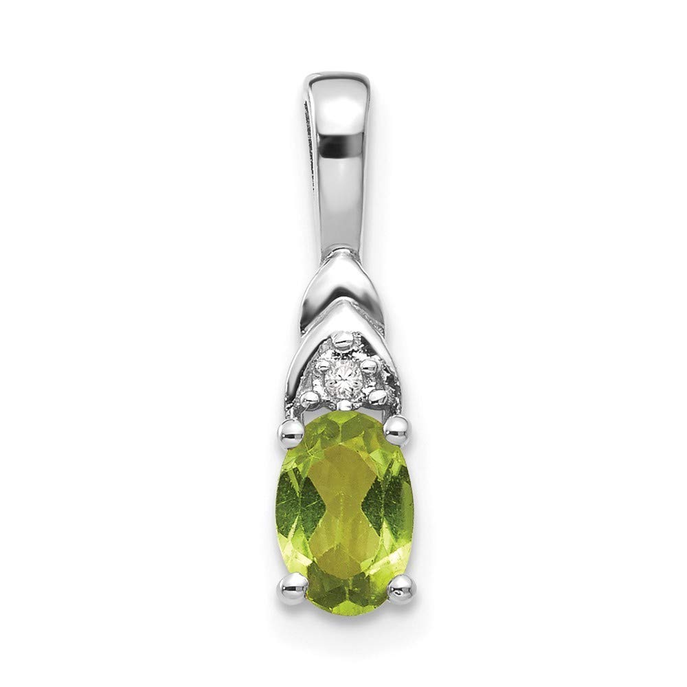 14K White Gold Peridot and Diamond Pendant Necklace for Women - Elegant Jewelry Gift for Birthday, Anniversary & Special Occasions