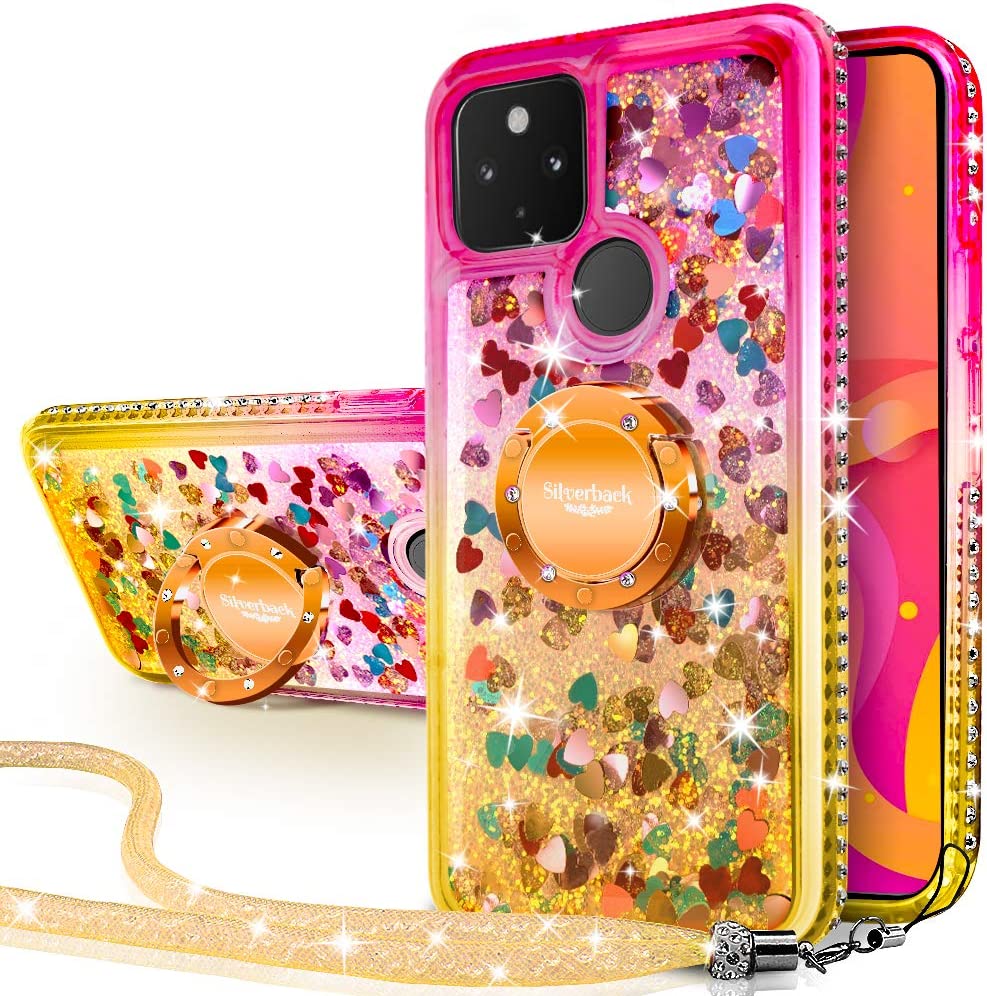 Google Pixel 4a 5G Case - Rose Gold Holographic Glitter Phone Cover with Liquid Sparkle Effect | Protective Slim Fit Shockproof Case for Everyday Use & Travel
