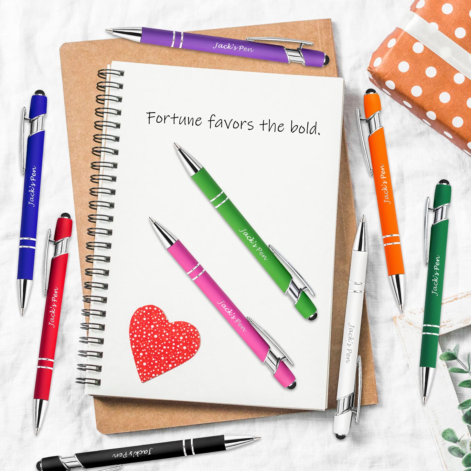 Custom Engraved Pens with Name - 0.5mm Stylus Tip Ballpoint Pen - Soft Touch Writing - Personalized Office & School Supplies - Bulk 100PCS Light Green - Ideal for Business Gifts, Corporate Promotions, Students & Professionals