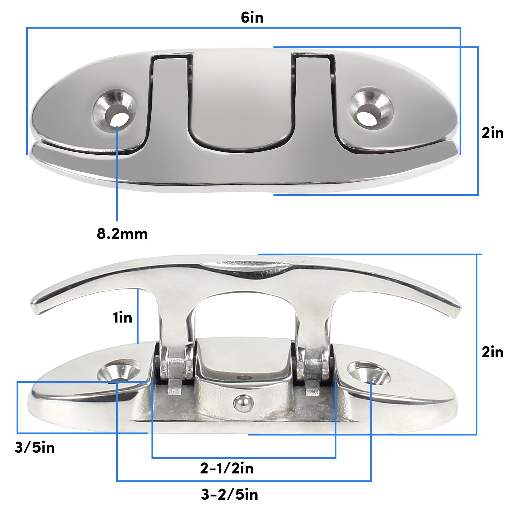 ORLANG 316 Stainless Steel Folding Boat Cleat - Marine Grade 4-3/4