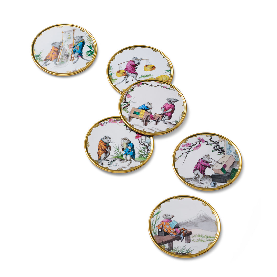 Secret Village Of Mice Coaster Set - Cute Mouse-Themed Drink Coasters for Home & Office - Perfect for Coffee, Tea & Beverage Protection