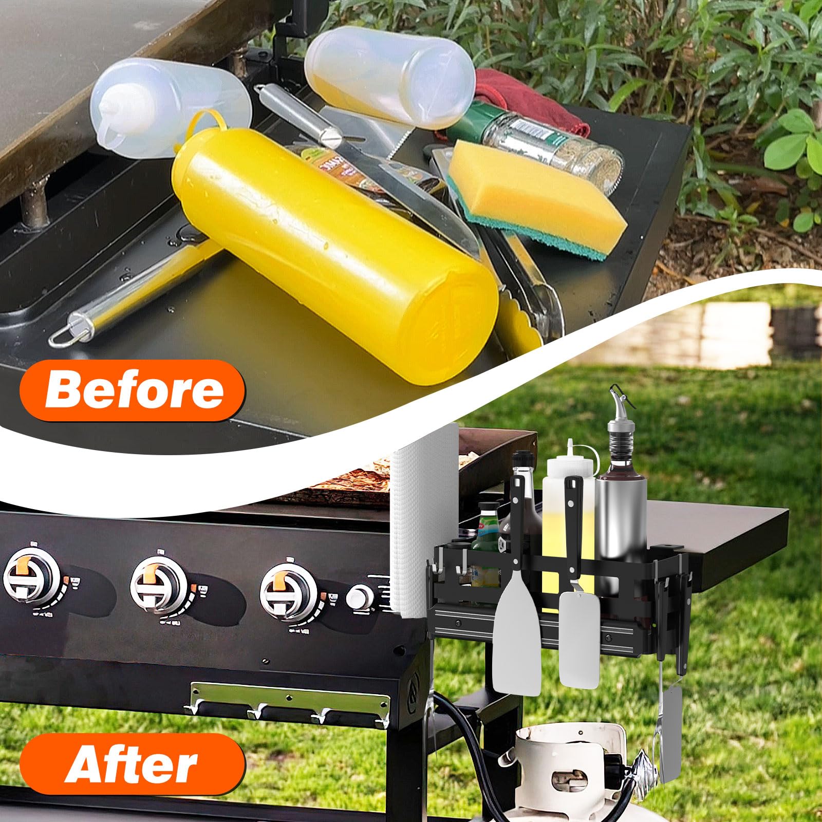 Blackstone Griddle Caddy - Magnetic Tool Organizer & Paper Towel Holder for Blackstone Griddles | Space Saving No Drill Accessories | Perfect for Outdoor Cooking, BBQs & Camping