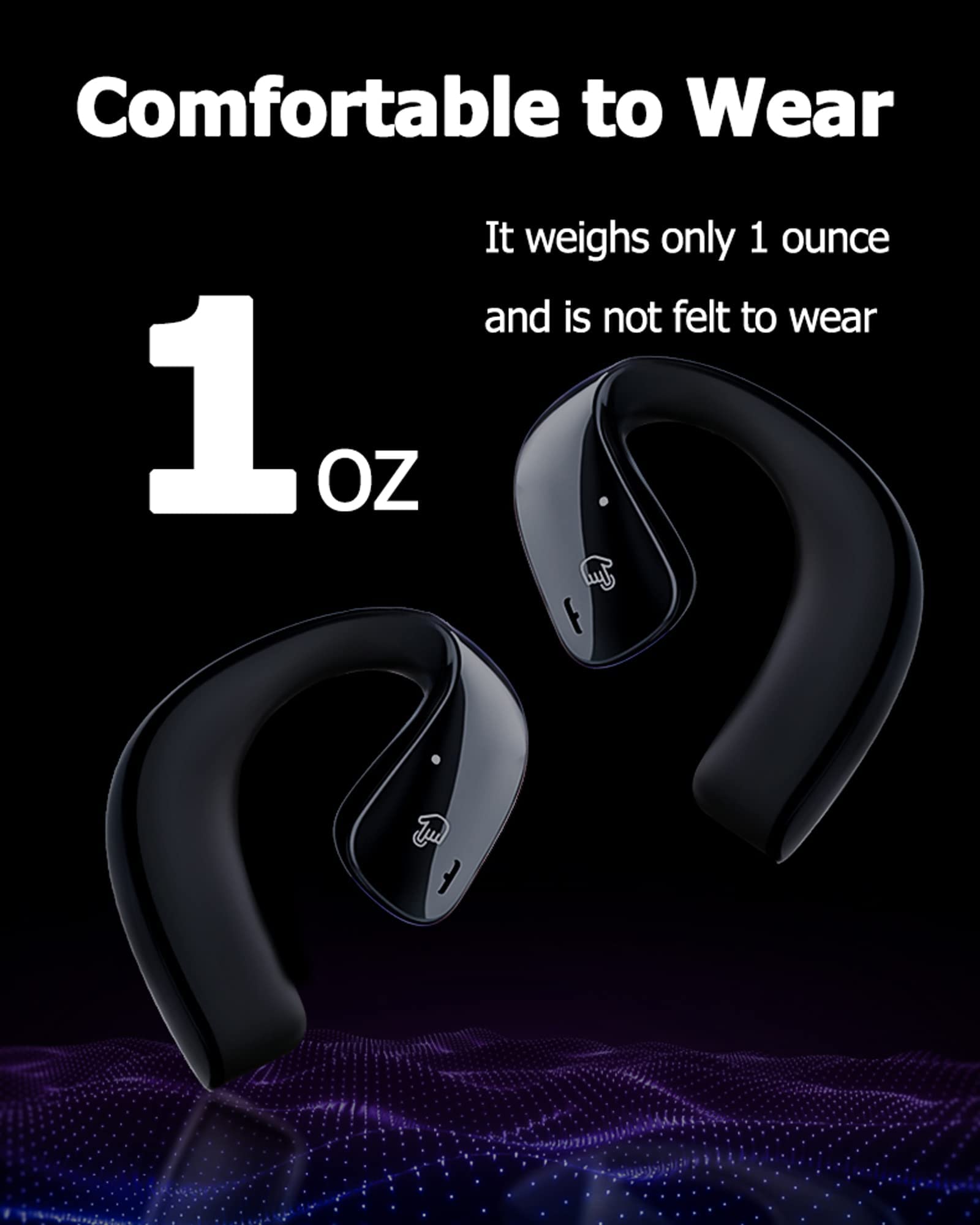 Open Ear Bluetooth Headphones Wireless - Bone Conduction Headset with Earhooks, Sweatproof for Running, Cycling & Gym Workouts - Comfortable Over-Ear Wireless Earbuds for Sports & Outdoor Activities