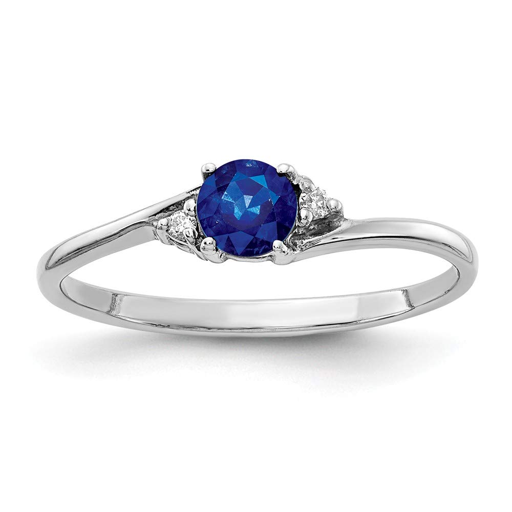 14K White Gold 4mm Sapphire and Diamond Engagement Ring for Women - Elegant AA Quality Wedding Band, Anniversary Gift, Promise Ring for Her