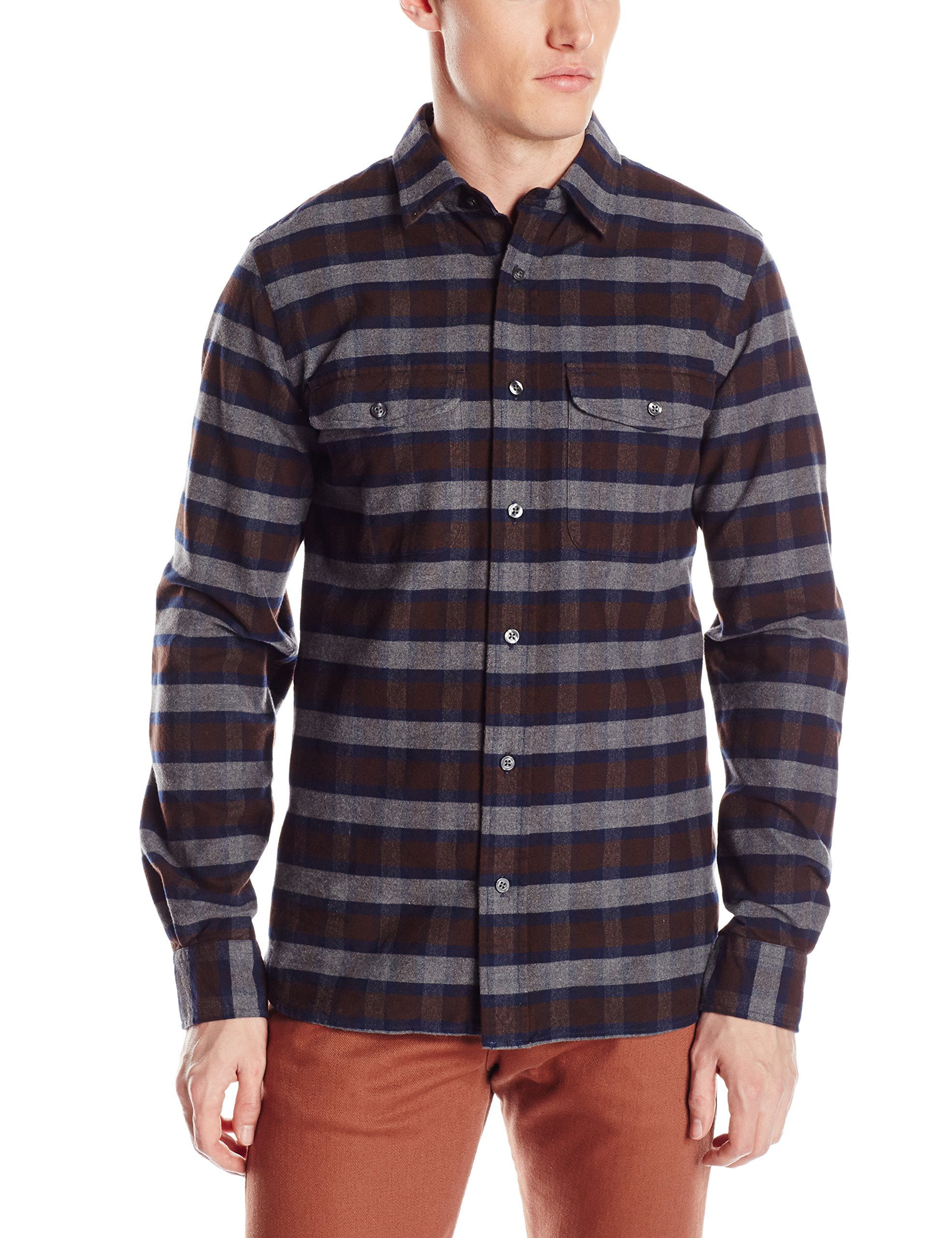 Jack Spade Men's Putnam Plaid Flannel Work Shirt - Classic Casual Button Down for Outdoor Work & Fall Layering
