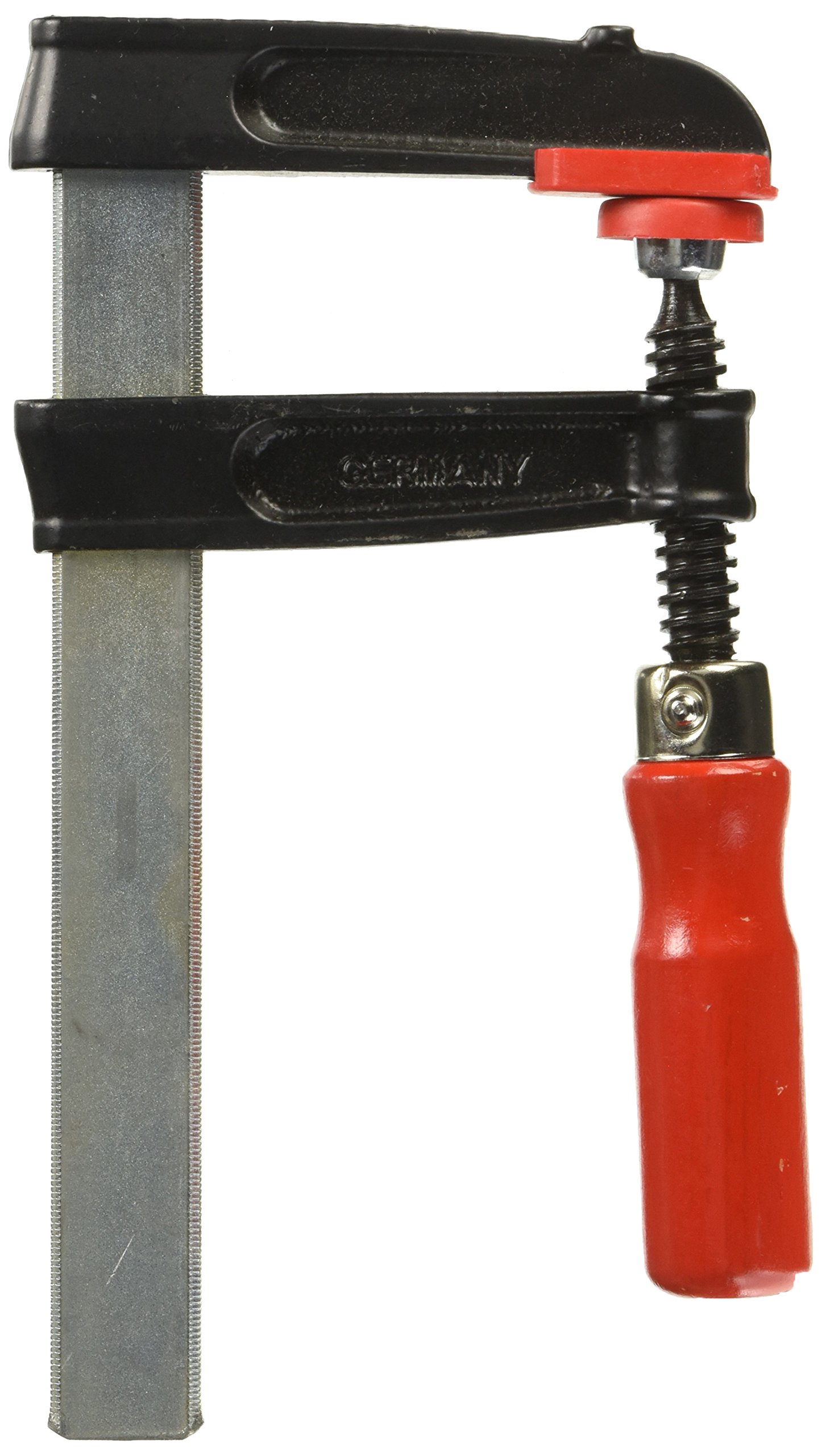 Bessey TGRC16 Heavy Duty Cast-Iron Screw Clamp - 6.3In/3.15In Adjustable Clamping Range - Black/Red/Silver - Ideal for Woodworking, Metalworking & DIY Projects