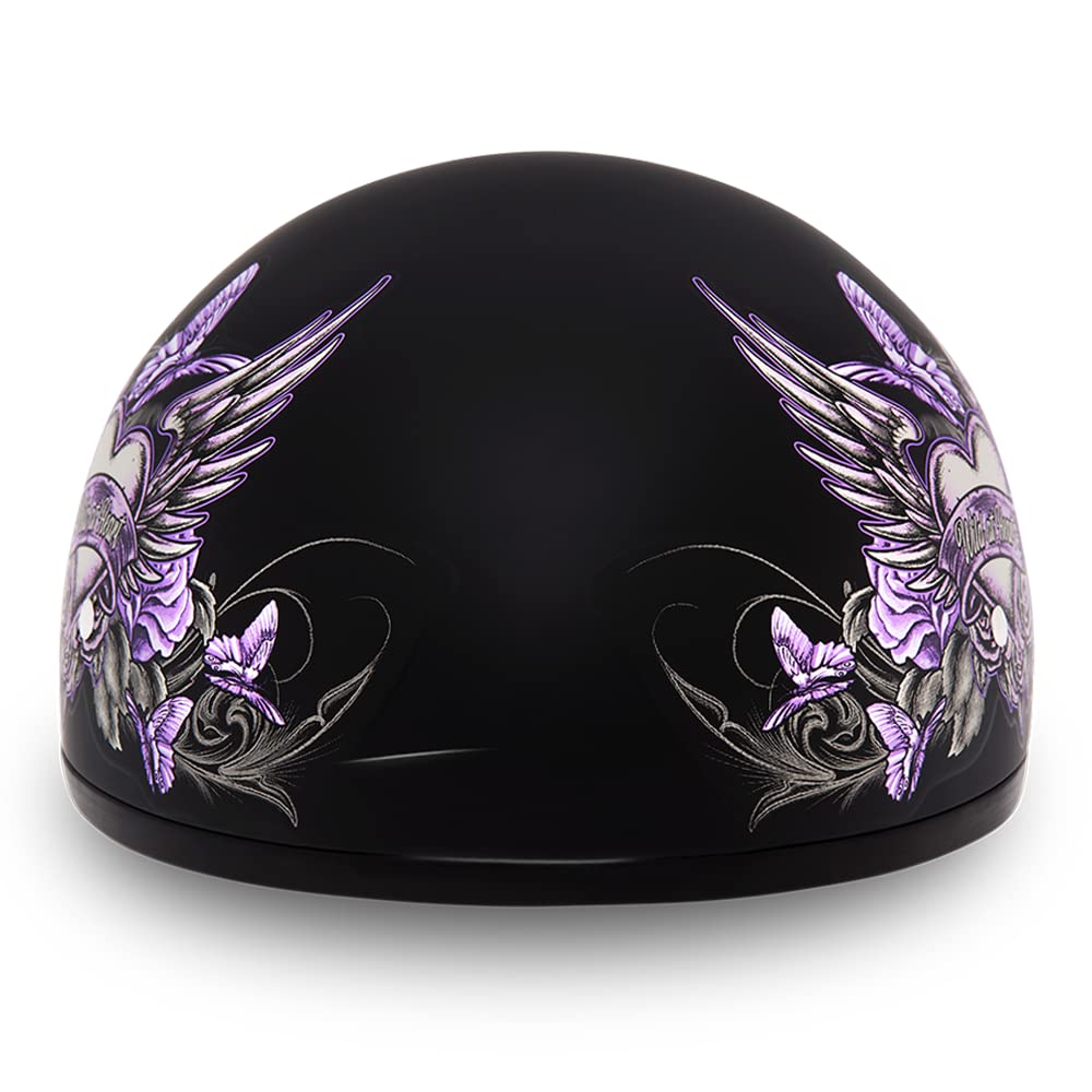 Daytona Helmets Half Skull Cap Motorcycle Helmet - DOT Approved [Graphics] for Men & Women - Lightweight & Ventilated for Summer Riding - Cruiser, Chopper & Street Bike Use