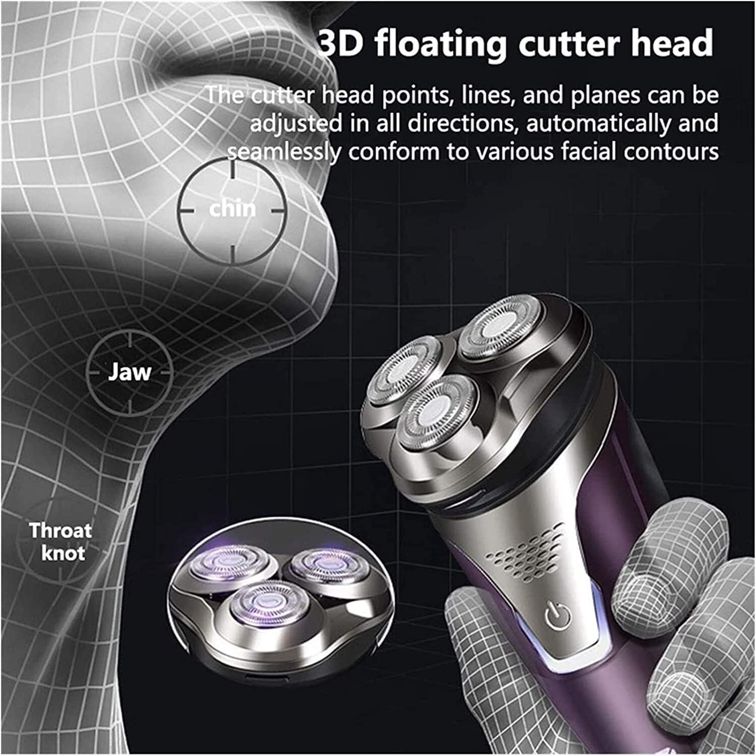 Premium Electric Razor for Men - Wet & Dry Shaving, IPX7 Waterproof Beard Trimmer with Rotary Blades & Charging Adapter | Perfect for Travel, Gym & Daily Grooming Routine