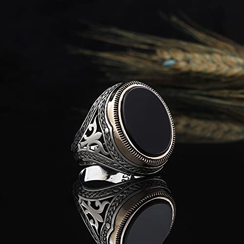 925 Sterling Silver Black Onyx Ring for Men - Elegant Gothic Jewelry, Durable Black Stone Ring, Perfect for Weddings, Gifts & Everyday Wear