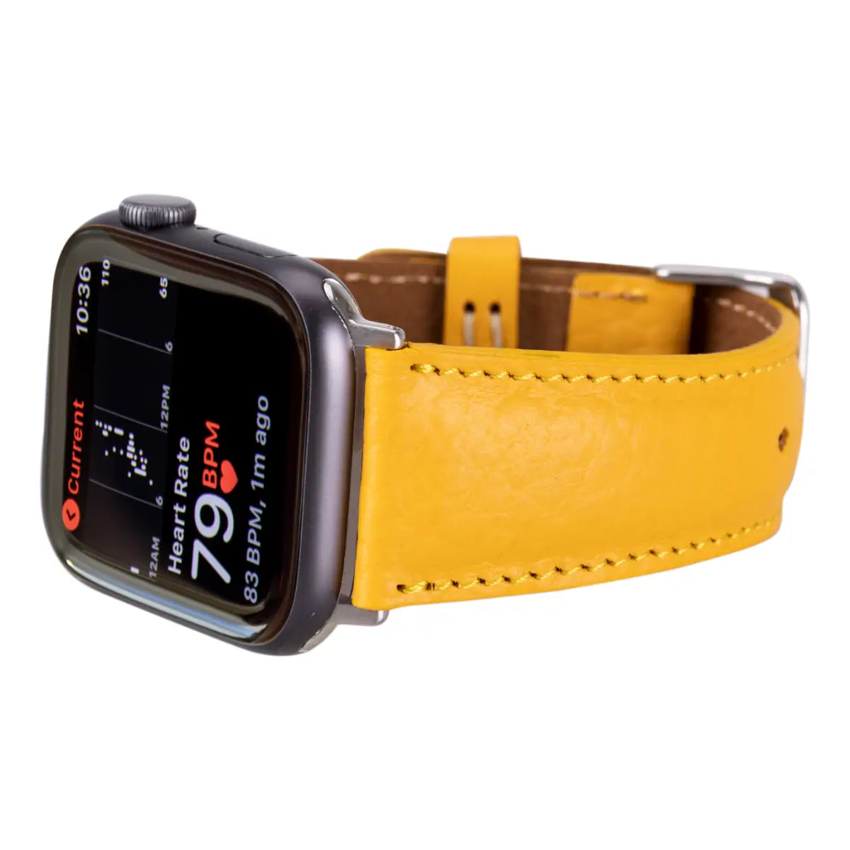 Premium Yellow Leather Apple Watch Band - Classic Strap for Apple Watch Series 9/8/7/SE/6/5/4/3/2/1 - Fashionable & Durable Replacement Strap for Work, Gym & Everyday Wear