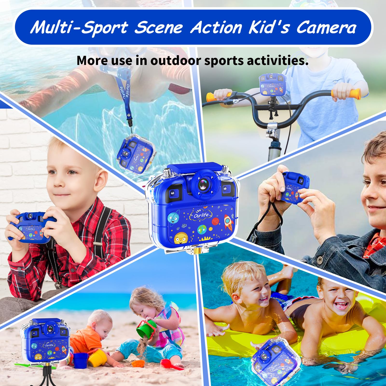 Ourlife 100FT Waterproof Kids Camera - HD 1080P Digital Camera for Boys & Girls | Perfect for Swimming & Outdoor Adventures