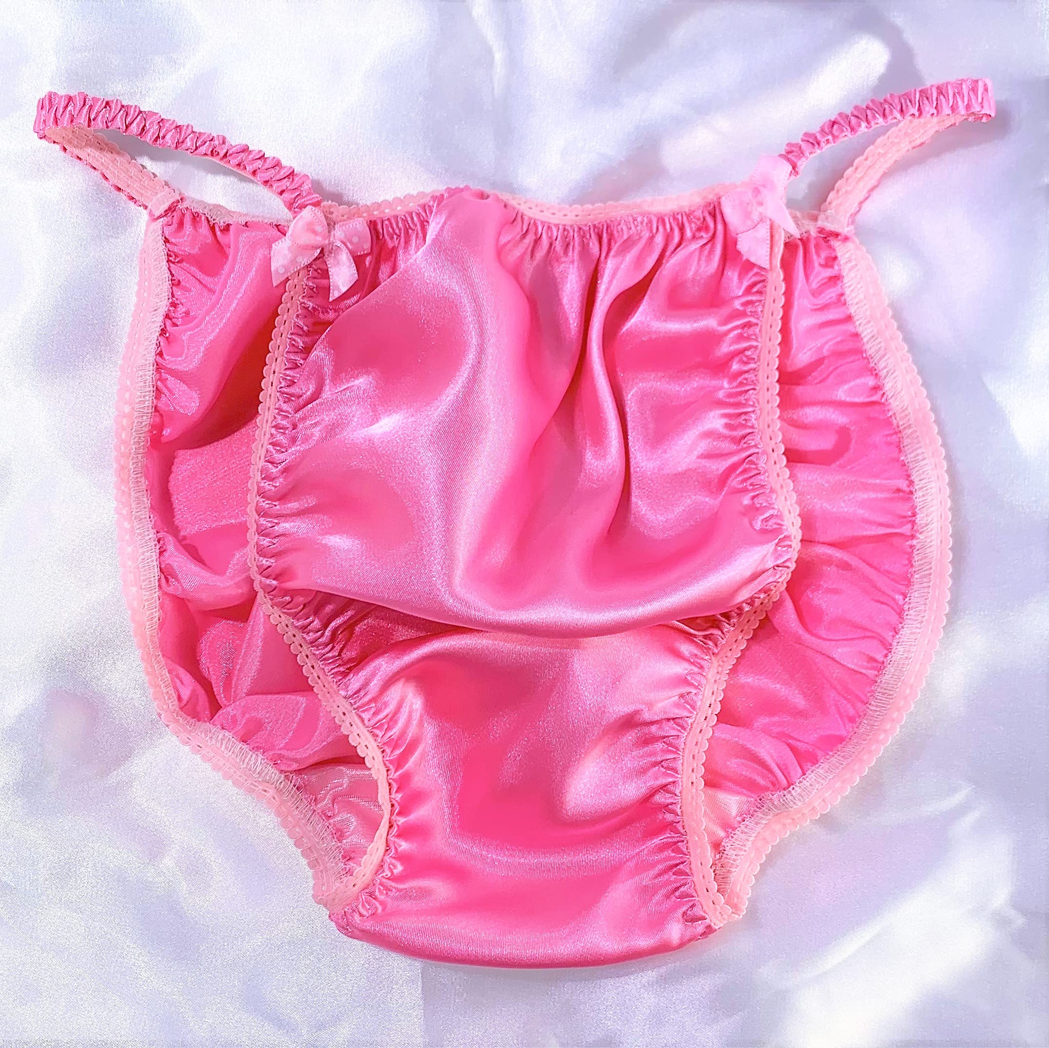 Ania's Poison Sissy Panties - Bubblegum Pink Satin String Bikini Underwear for Men, Shiny & Comfortable, Sizes S-2X (XXL) - Perfect for Crossdressing, Cosplay & Sensual Lingerie Wear