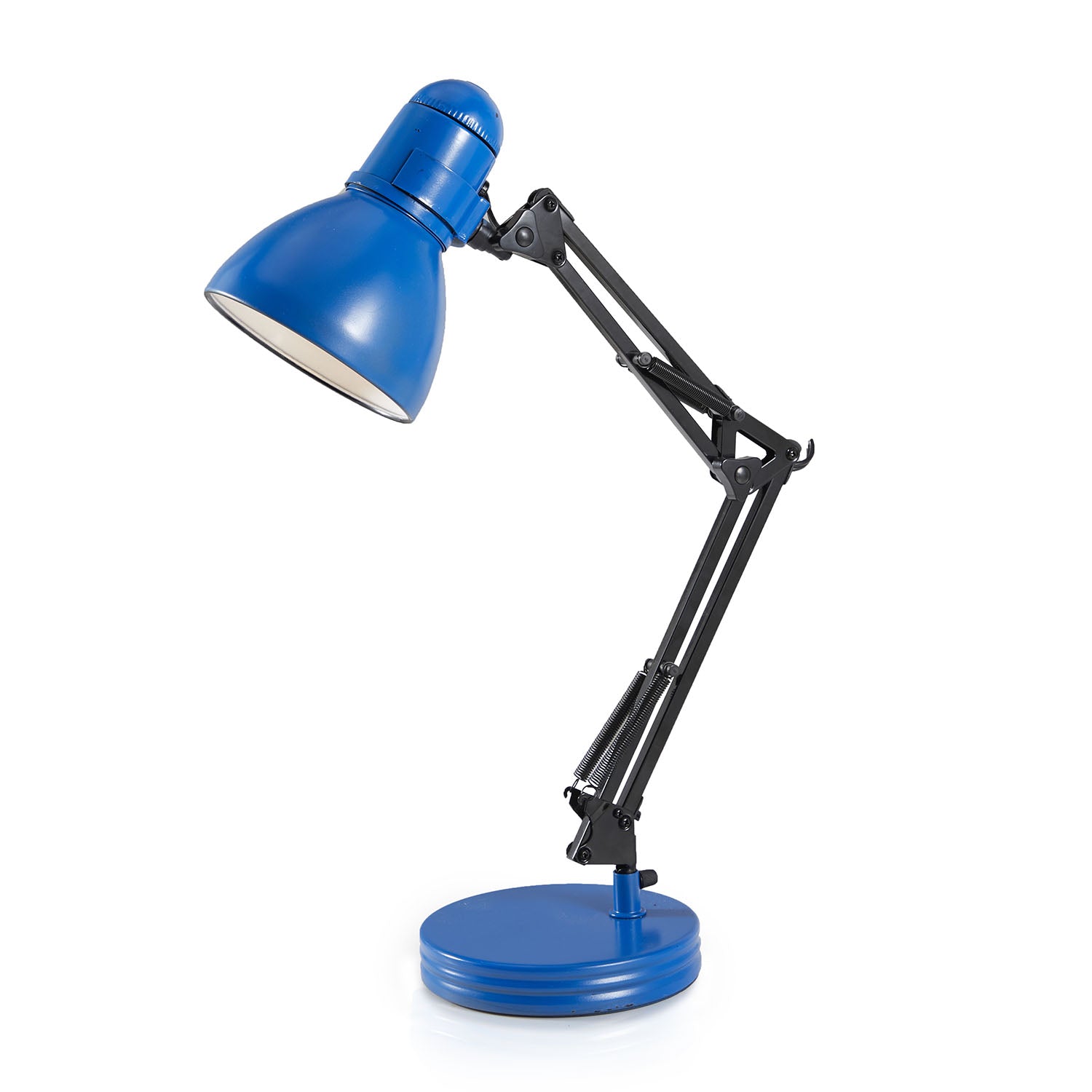 Blue & Black Metal Swing Arm Desk Lamp - Adjustable LED Task Light for Office, Study, and Reading - Perfect for Home, Dorm, or Workspace