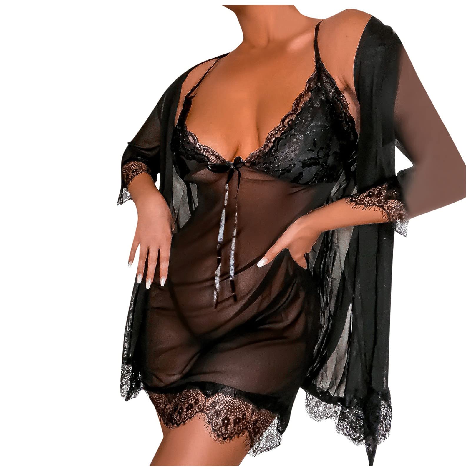 Sexy Women's Lingerie Set - Red Plaid Lace Roleplay Costume for Women (Black, One Size) | Perfect for Valentine's Day, Boudoir Photography & Romantic Nights