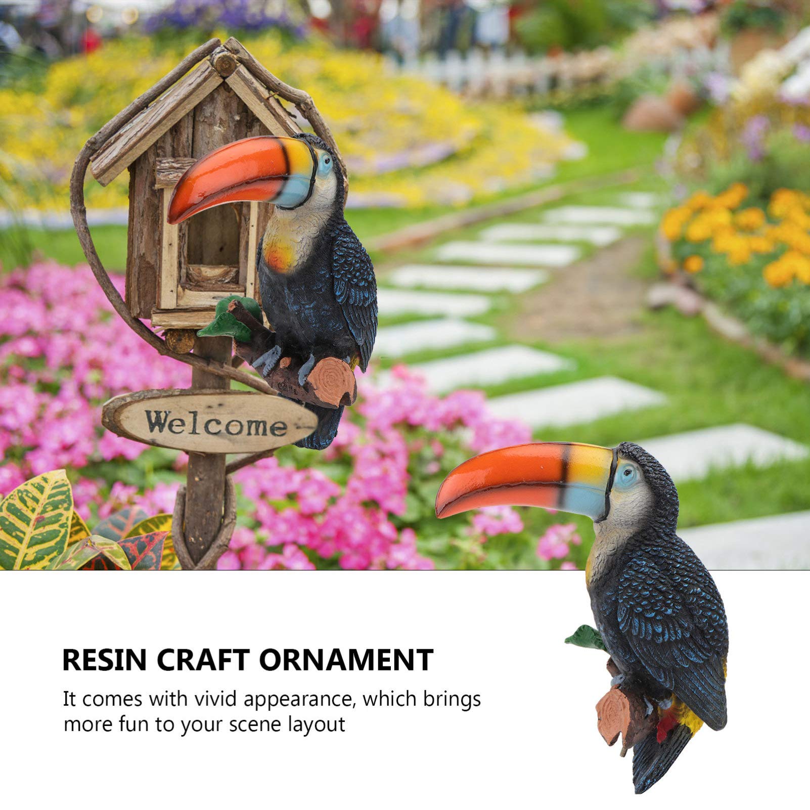 DOITOOL Large Resin Parrot Garden Sculpture - Big Mouth Parrot Ornament for Outdoor Decor, Bird-Themed Yard Art, and Tropical Backyard Scene Decoration | Perfect for Patio, Lawn, and Garden Landscaping