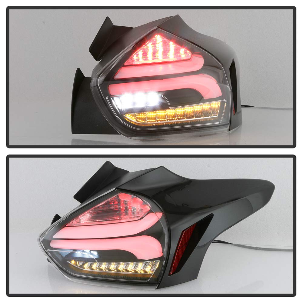 ACANII LED Sequential Tail Lights for 2015-2018 Ford Focus Hatchback - Black Smoked Signal Lamps Pair (Driver & Passenger Side) | Enhanced Safety & Style for Night Driving and Custom Car Upgrades