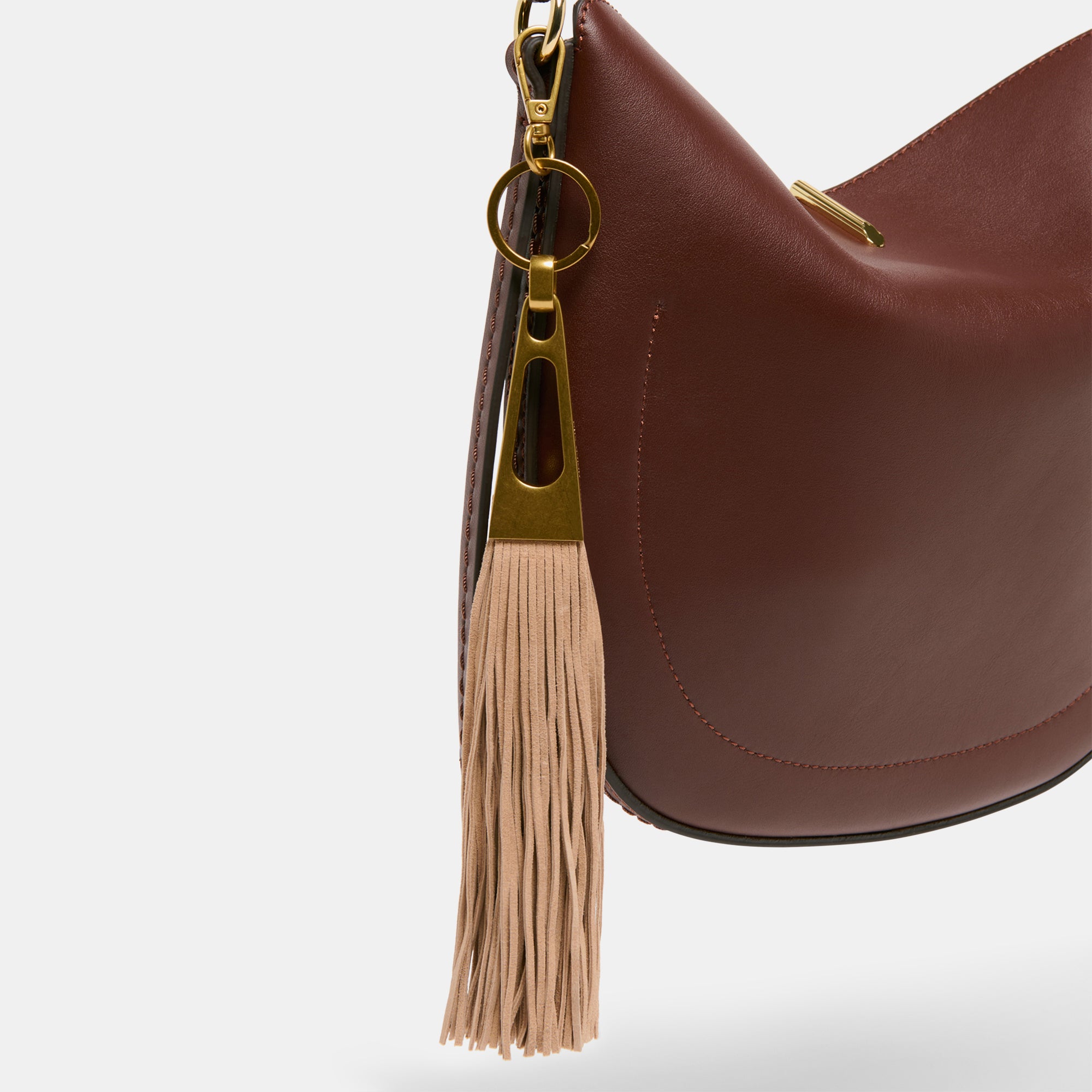 Fringe Tassel Bag Charm in Camel Color - Stylish Handbag Accessory for Women, Boho Fashion & Party Outfits
