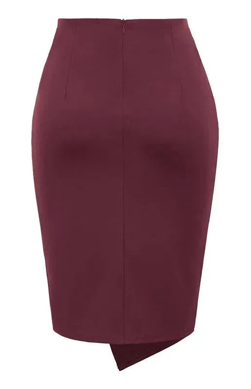 Elegant Draped Asymmetrical Pleated Skirt for Women - Trendy High Waist Flowy Midi Skirt for Party, Date Night & Office Wear