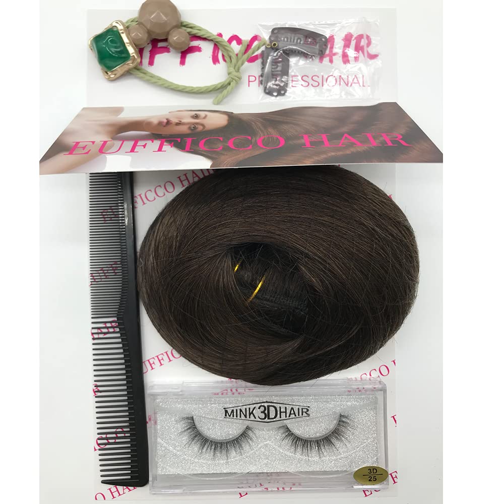 Remy Human Hair Clip-In Extensions 14 Inch Dark Brown #2 - 100g Double Wefted Lace Front Hairpiece for Volume & Length | Silky Straight with Thick Ends | Perfect for Parties, Weddings & Daily Styling