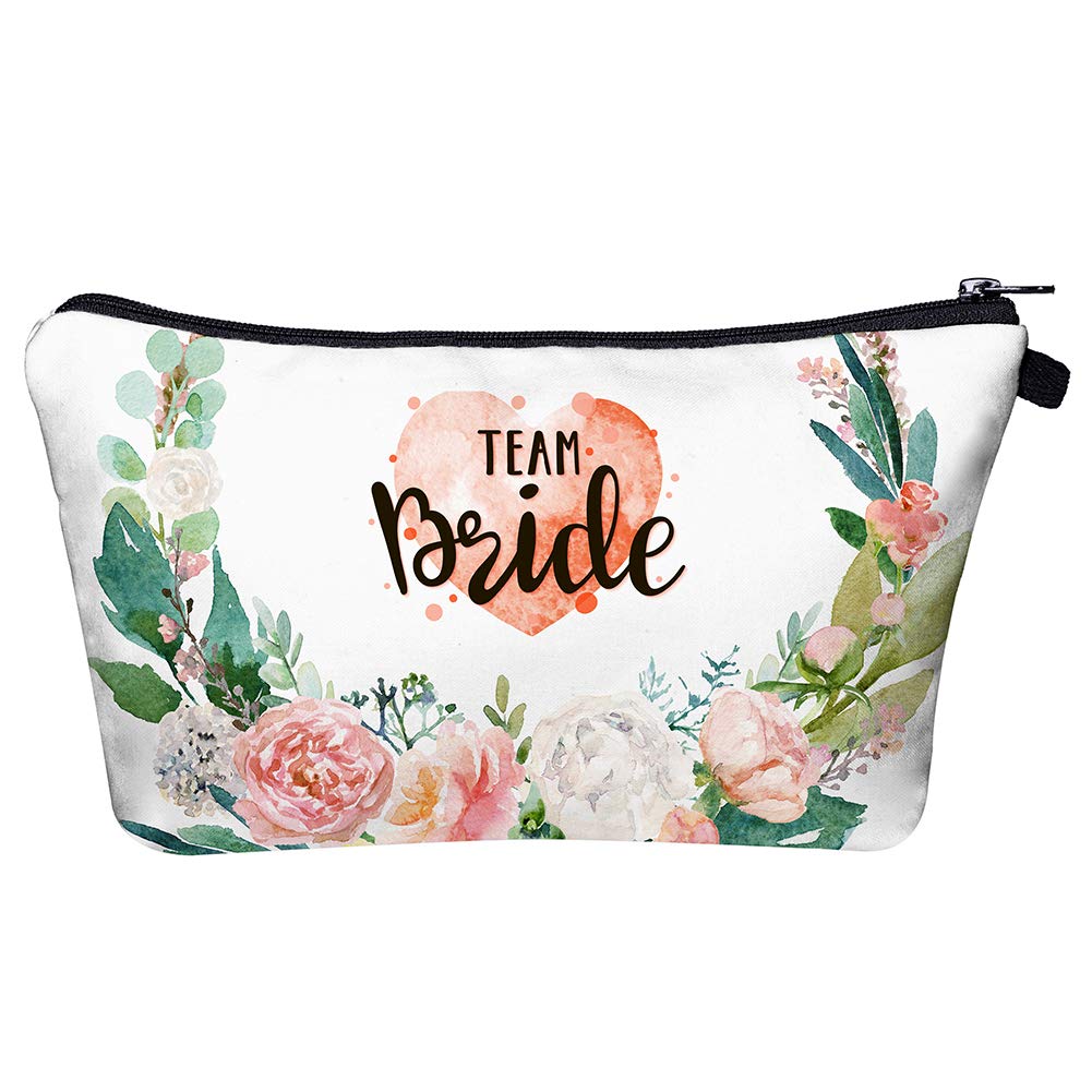 Floral Makeup Bag Set of 8 - Waterproof Travel Cosmetic Organizer for Women, Bridesmaid Gifts
