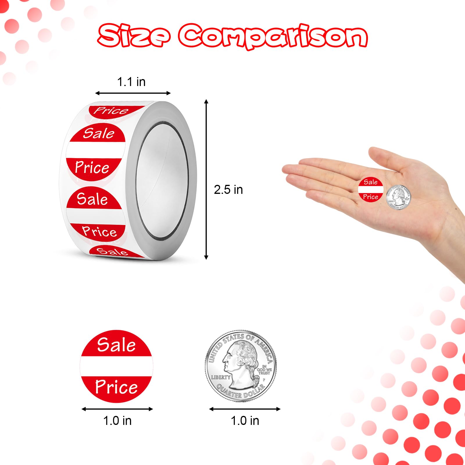 500 Pack Bright Red 1-Inch Round Price Stickers - Perfect for Garage Sales, Yard Sales, Retail Discounts, Gift Labels & Jar Organization - Durable Adhesive for Pricing, Tagging & Organizing Items