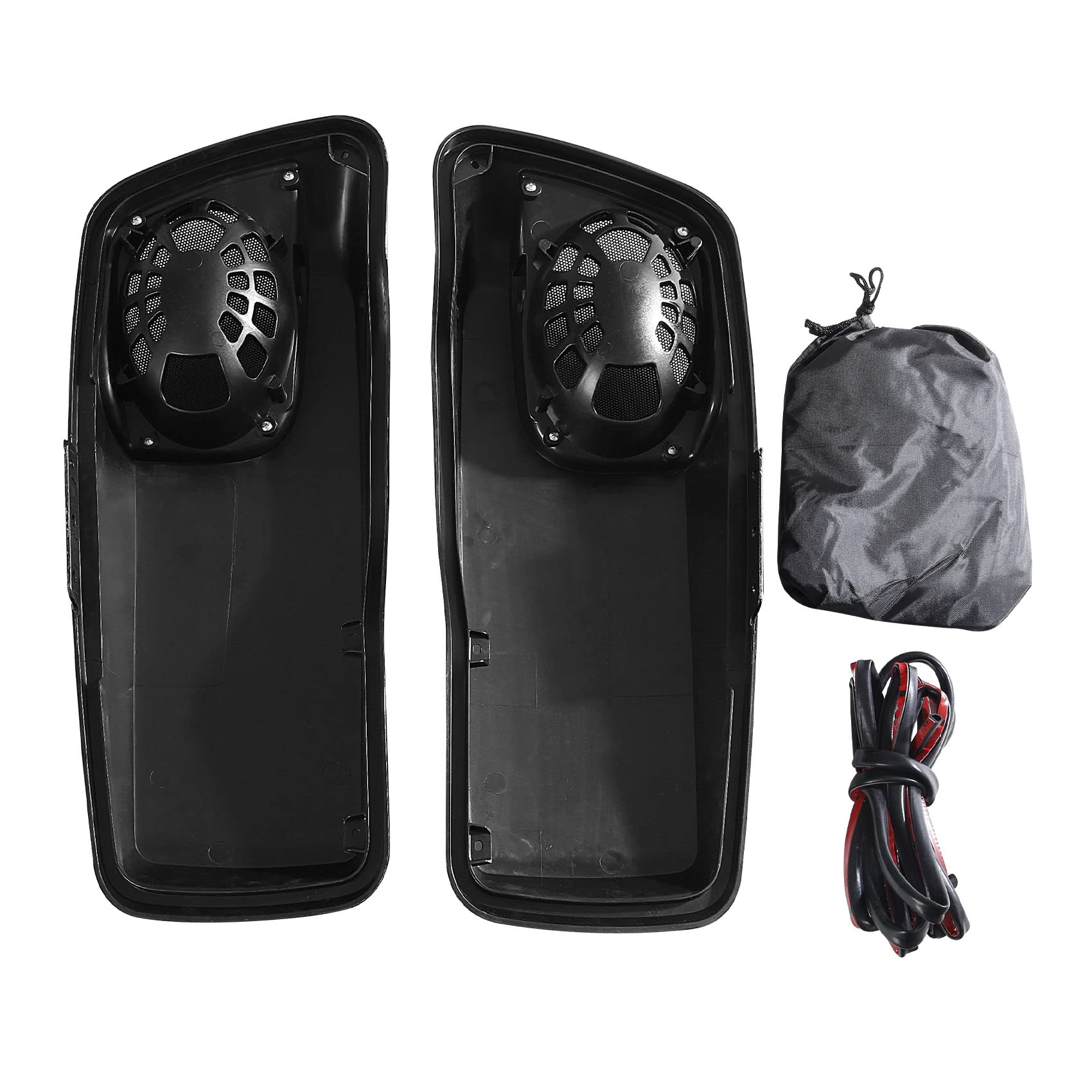 Vivid Black 5x7 Speaker Saddlebag Lids for Harley Road King, Street Glide & Electra Glide (2014-2024 Touring Models) - Premium Motorcycle Audio Upgrade for Long Rides & Custom Bike Builds