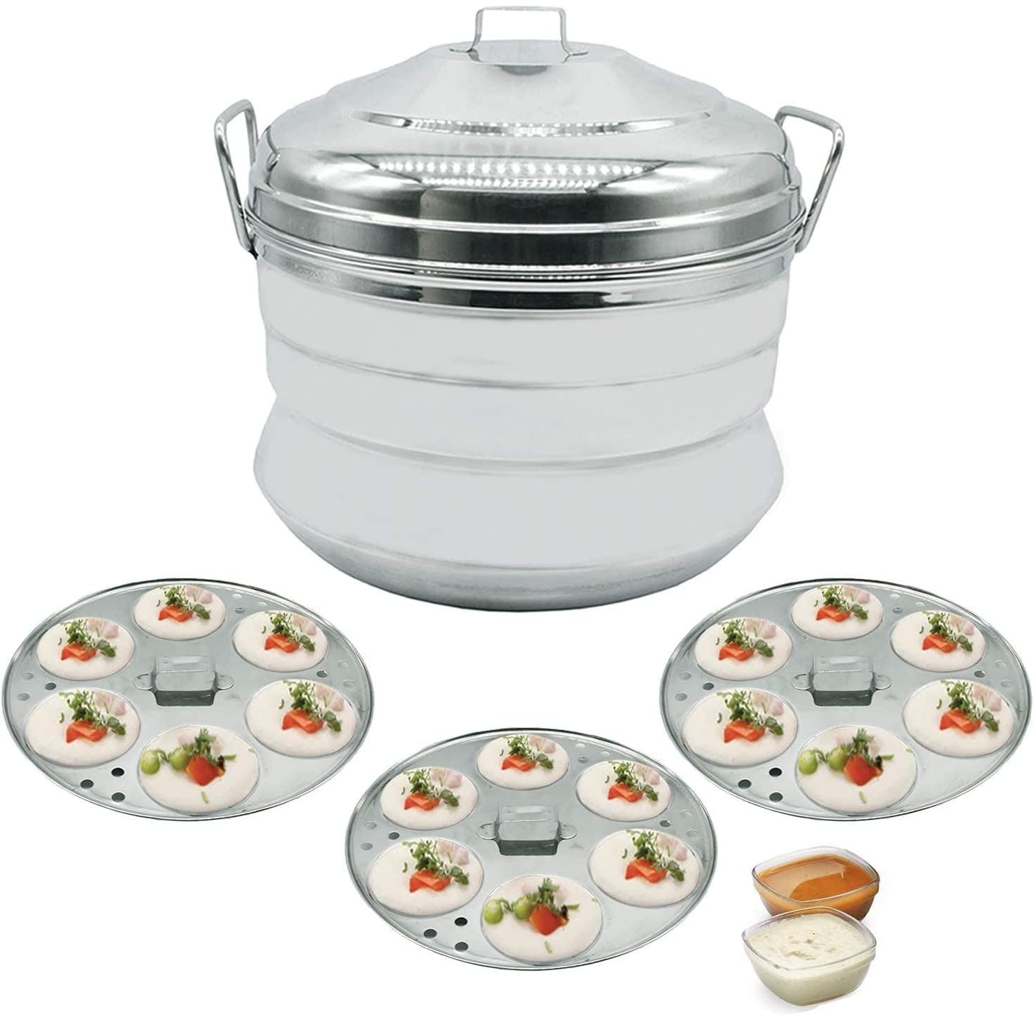 Premium 18-Cavity Stainless Steel Idli Cooker with Steamer - Induction & Gas Stove Compatible - Perfect for Making Soft Idlis, Dhokla & Steamed Snacks at Home