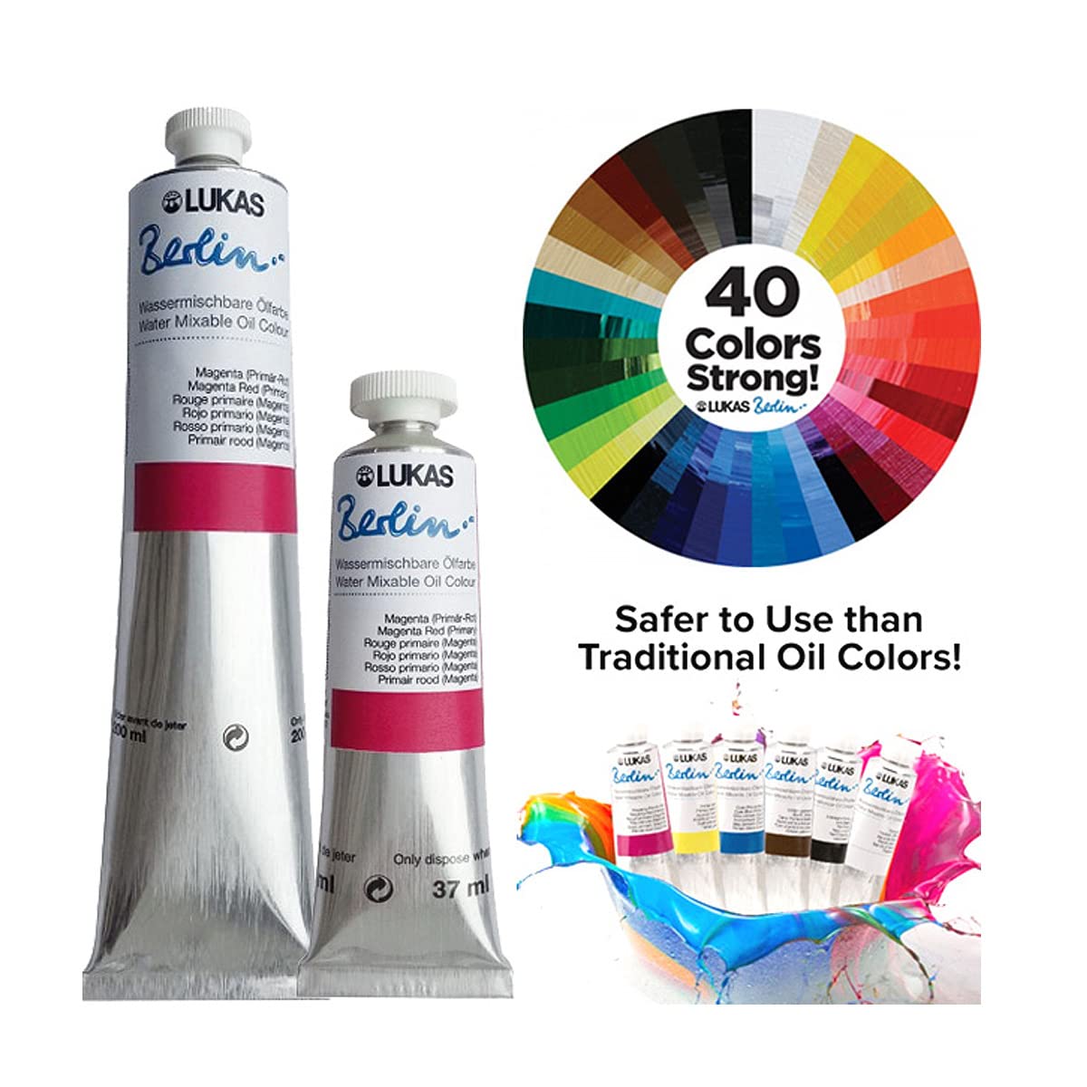 Premium Water Mixable Oil Paint - LUKAS Berlin Oil 37ml Tube - Sky Blue Artist Paint for Canvas, Portraits & Landscape Painting - Professional Quality Oil Colors for Beginners & Artists