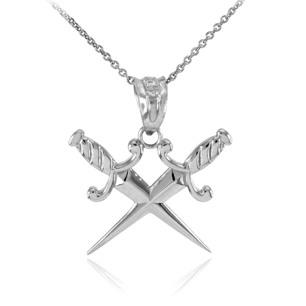 925 Sterling Silver Crossing Daggers Charm Pendant Necklace for Men & Women - Gothic Jewelry, Punk Style Accessory - Perfect for Halloween, Cosplay, and Edgy Fashion Outfits