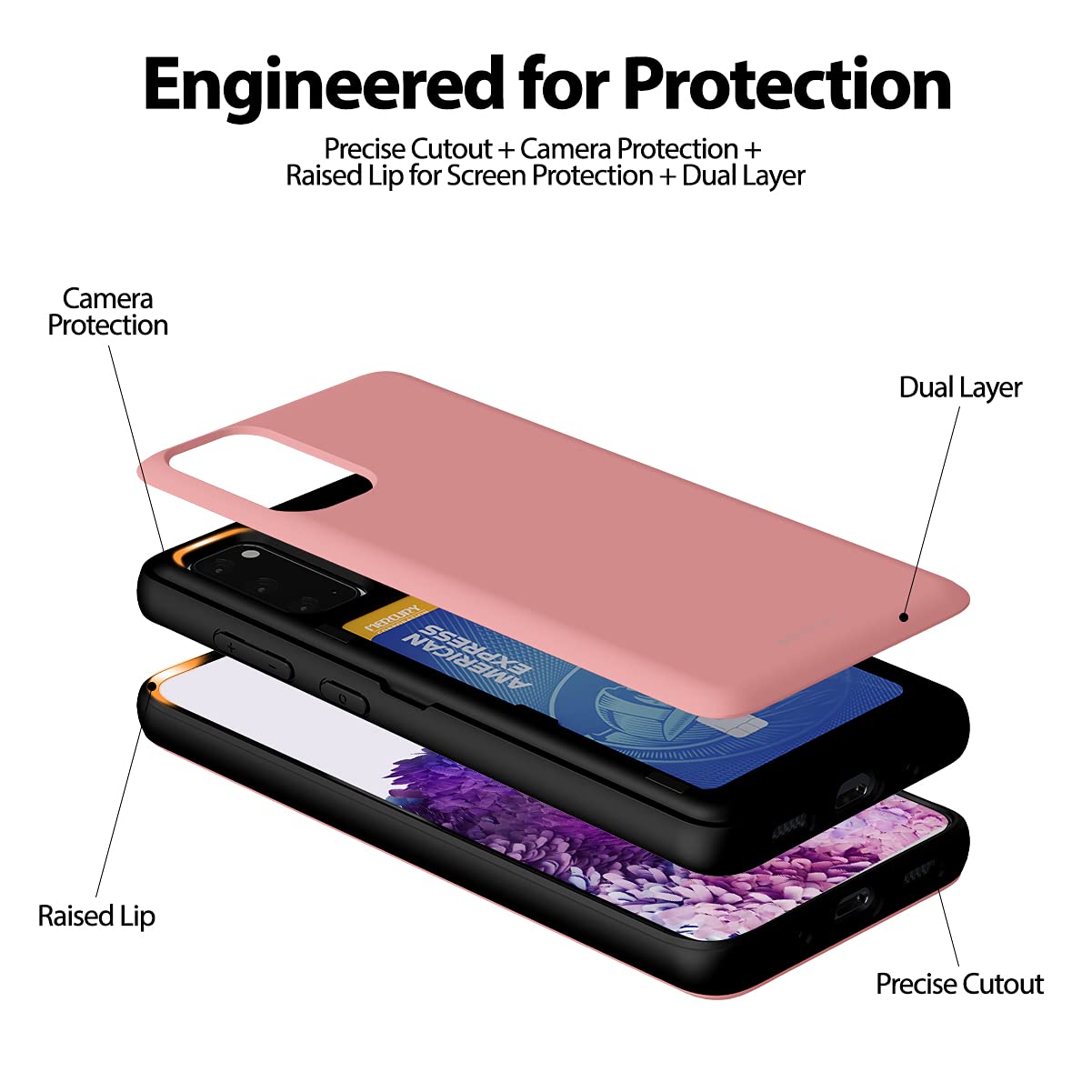 GOOSPERY Galaxy S20 Wallet Case with Card Holder & Kickstand - Slim Protective Dual Layer Bumper Phone Cover for Samsung Galaxy S20 (Pink) - Perfect for Travel, Work & Everyday Use